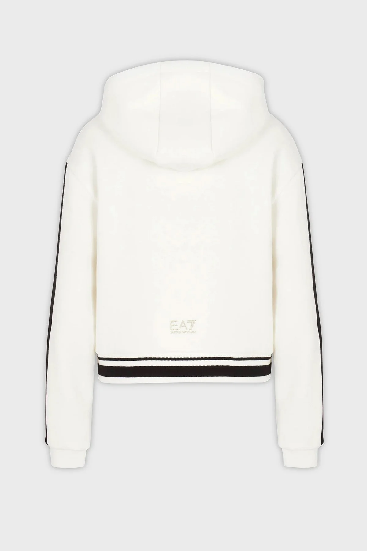 EA7 Kısa Kesimli Kapüşonlu Pamuklu Regular Fit Kadın Sweat 6RTM34 TJPZZ 1130 BEYAZ - 3