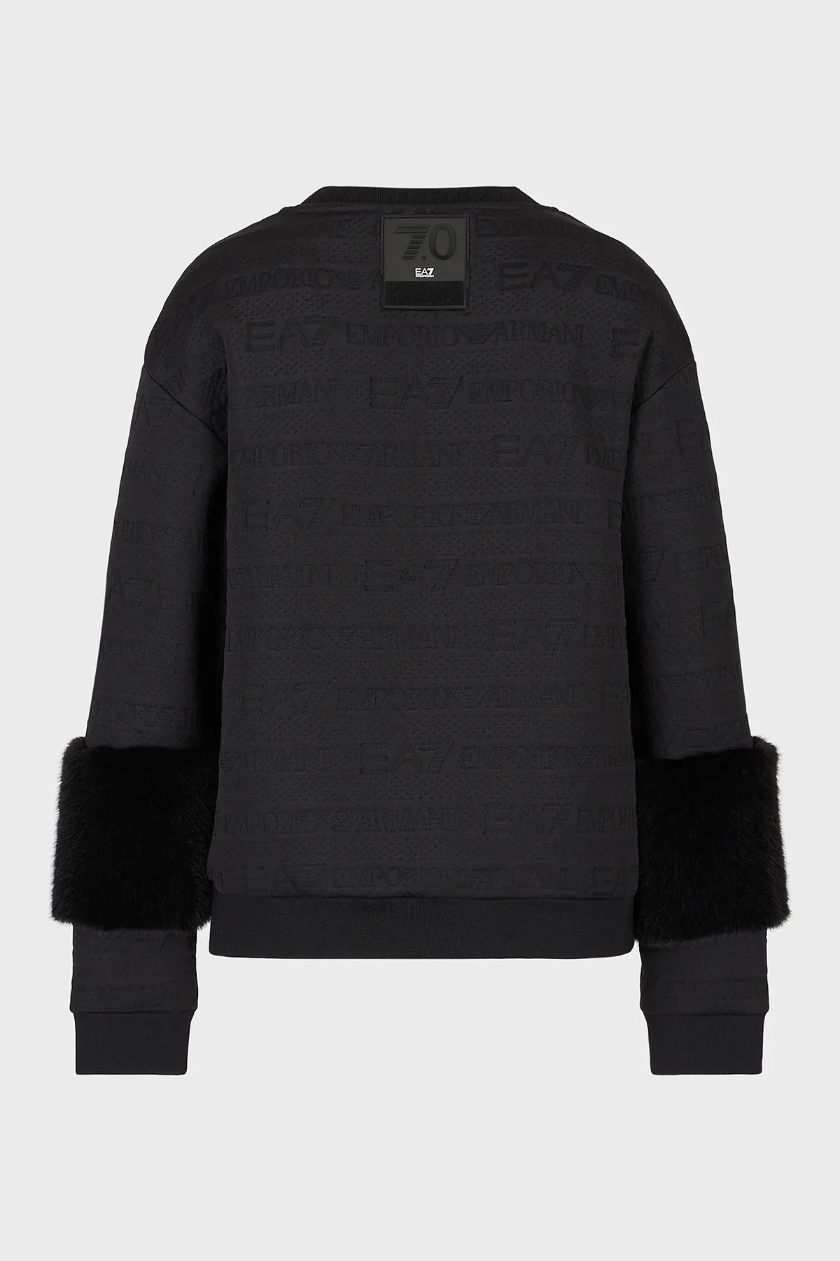 EA7 Kollarda Tüy Detaylı Regular Fit Bisiklet Yaka Bayan Sweat 6LTM33 TJGVZ 1200 SİYAH - 4