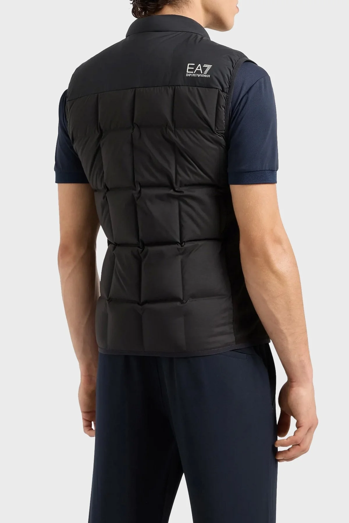 EA7 Kuş Tüyü Dolgulu Gizli Kapüşonlu Slim Fit Şişme Erkek Yelek 6DPQ08 PNGKZ 1200 SİYAH - 3