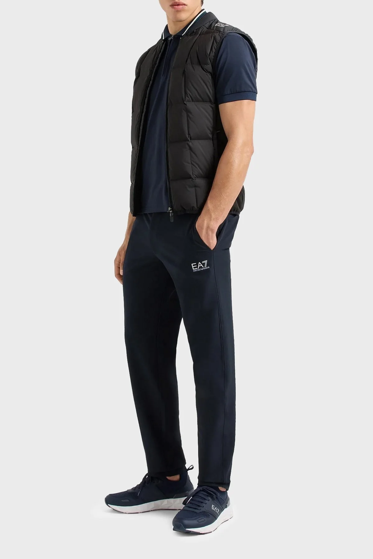 EA7 Kuş Tüyü Dolgulu Gizli Kapüşonlu Slim Fit Şişme Erkek Yelek 6DPQ08 PNGKZ 1200 SİYAH - 4