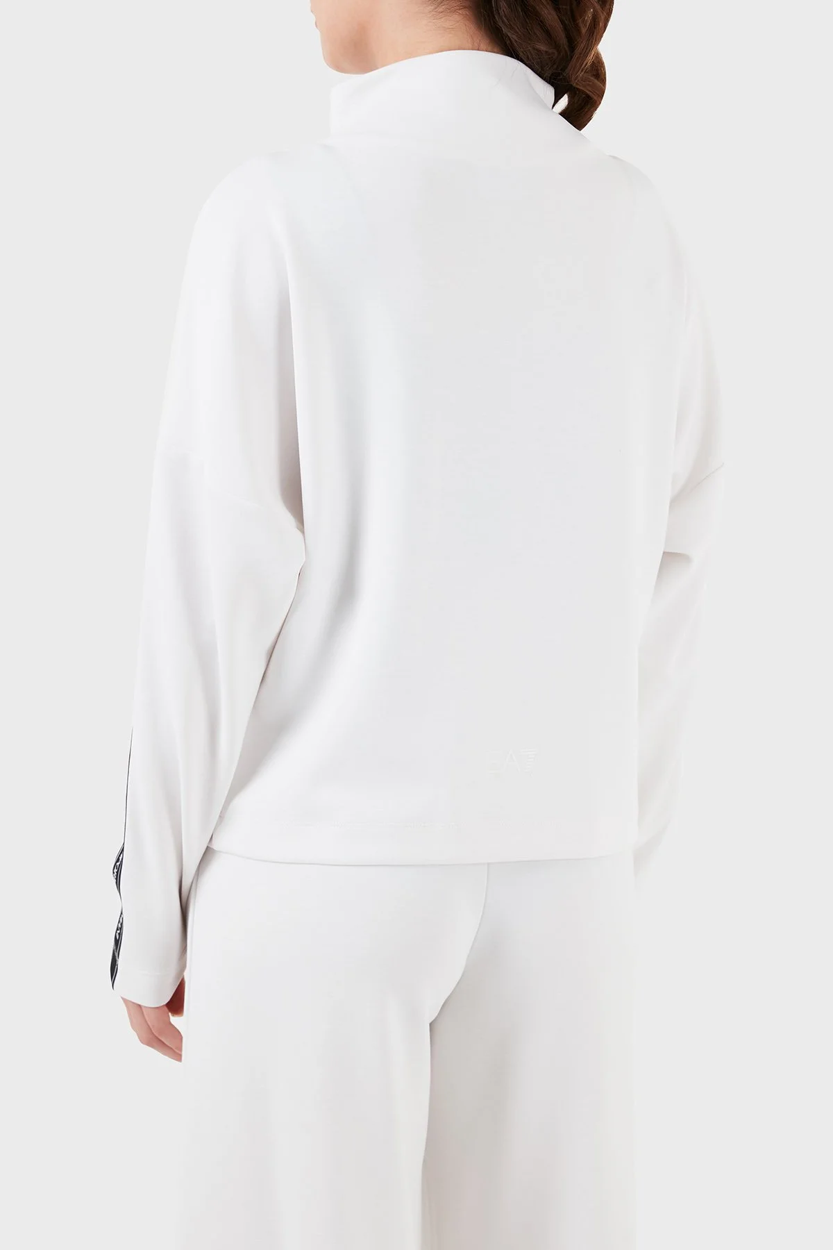 EA7 Logo Bantlı Fermuarlı Dik Yaka Cepli Regular Fit Kadın Sweat 3DTM24 TJDCZ 1100 BEYAZ - 5