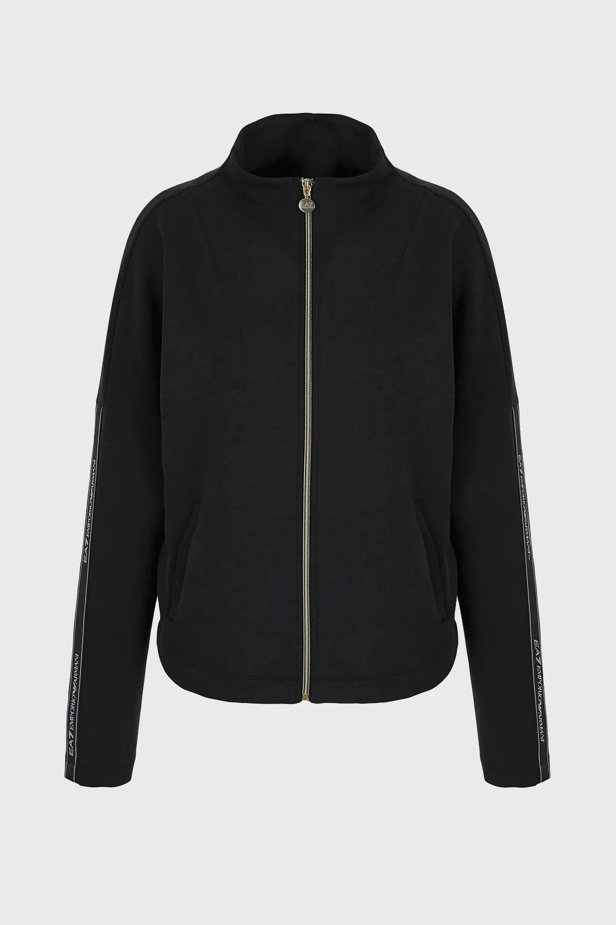 EA7 Logo Bantlı Fermuarlı Dik Yaka Cepli Regular Fit Bayan Sweat 3DTM24 TJDCZ 1200 SİYAH - 6