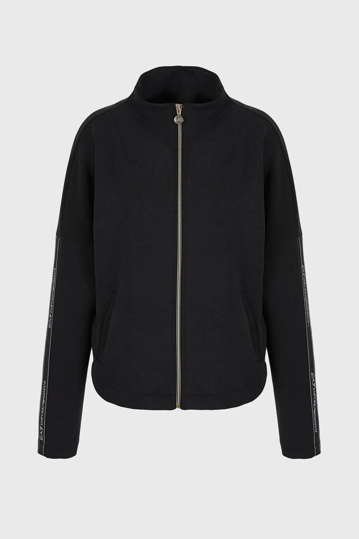 EA7 Logo Bantlı Fermuarlı Dik Yaka Cepli Regular Fit Kadın Sweat 3DTM24 TJDCZ 1200 SİYAH - 6