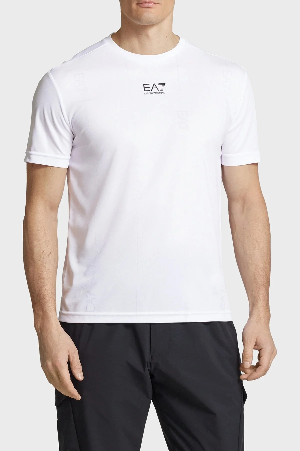 EA7 Logo Baskılı Regular Fit Bisiklet Yaka Erkek T Shirt 7M000044 AF13754 U0002 BEYAZ - 1