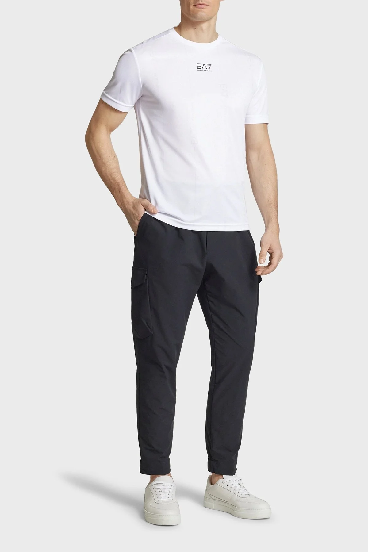 EA7 Logo Baskılı Regular Fit Bisiklet Yaka Erkek T Shirt 7M000044 AF13754 U0002 BEYAZ - 2