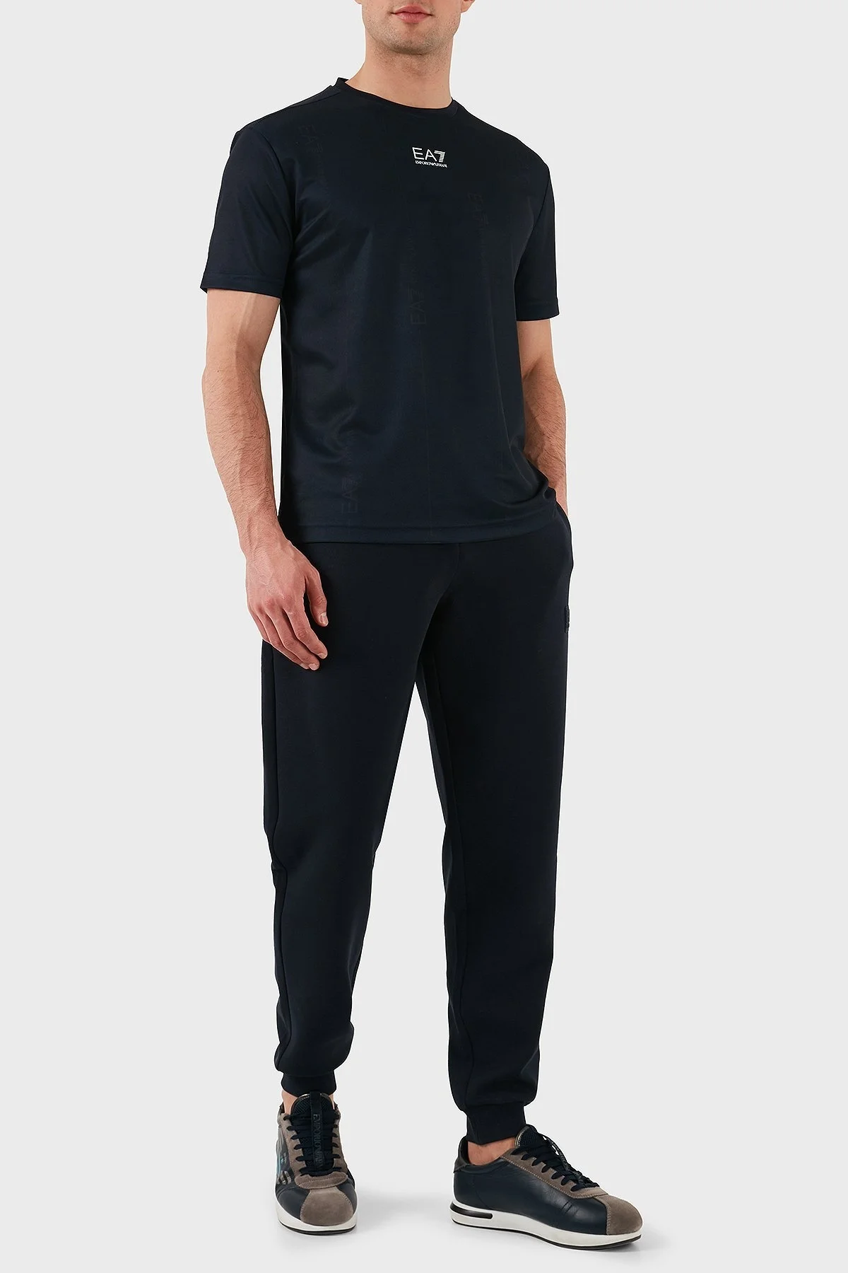 EA7 Logo Baskılı Regular Fit Bisiklet Yaka Erkek T Shirt 7M000044 AF13754 UB102 LACİVERT - 2