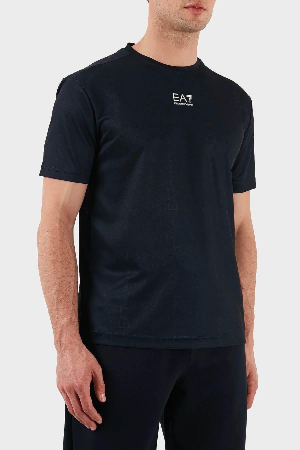 EA7 Logo Baskılı Regular Fit Bisiklet Yaka Erkek T Shirt 7M000044 AF13754 UB102 LACİVERT - 4