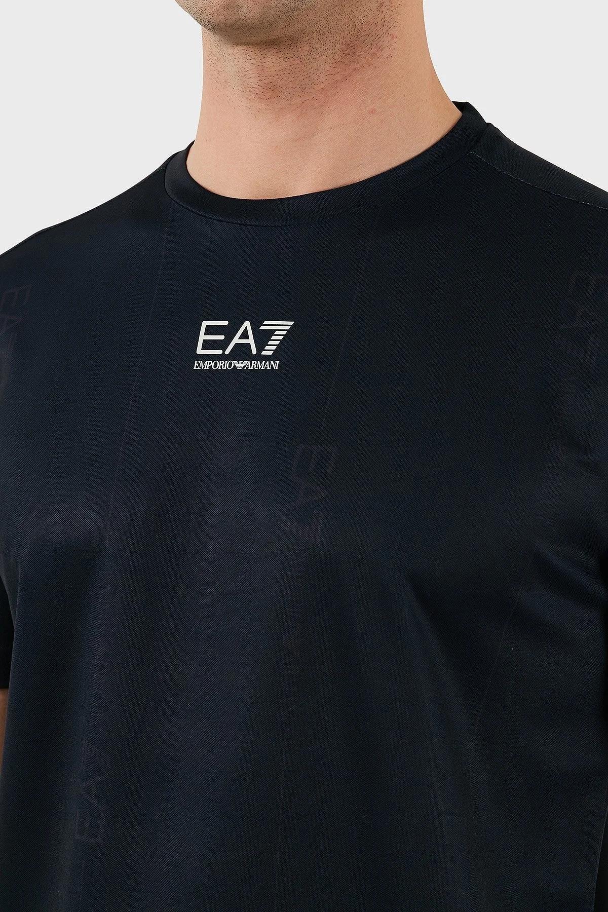 EA7 Logo Baskılı Regular Fit Bisiklet Yaka Erkek T Shirt 7M000044 AF13754 UB102 LACİVERT - 5