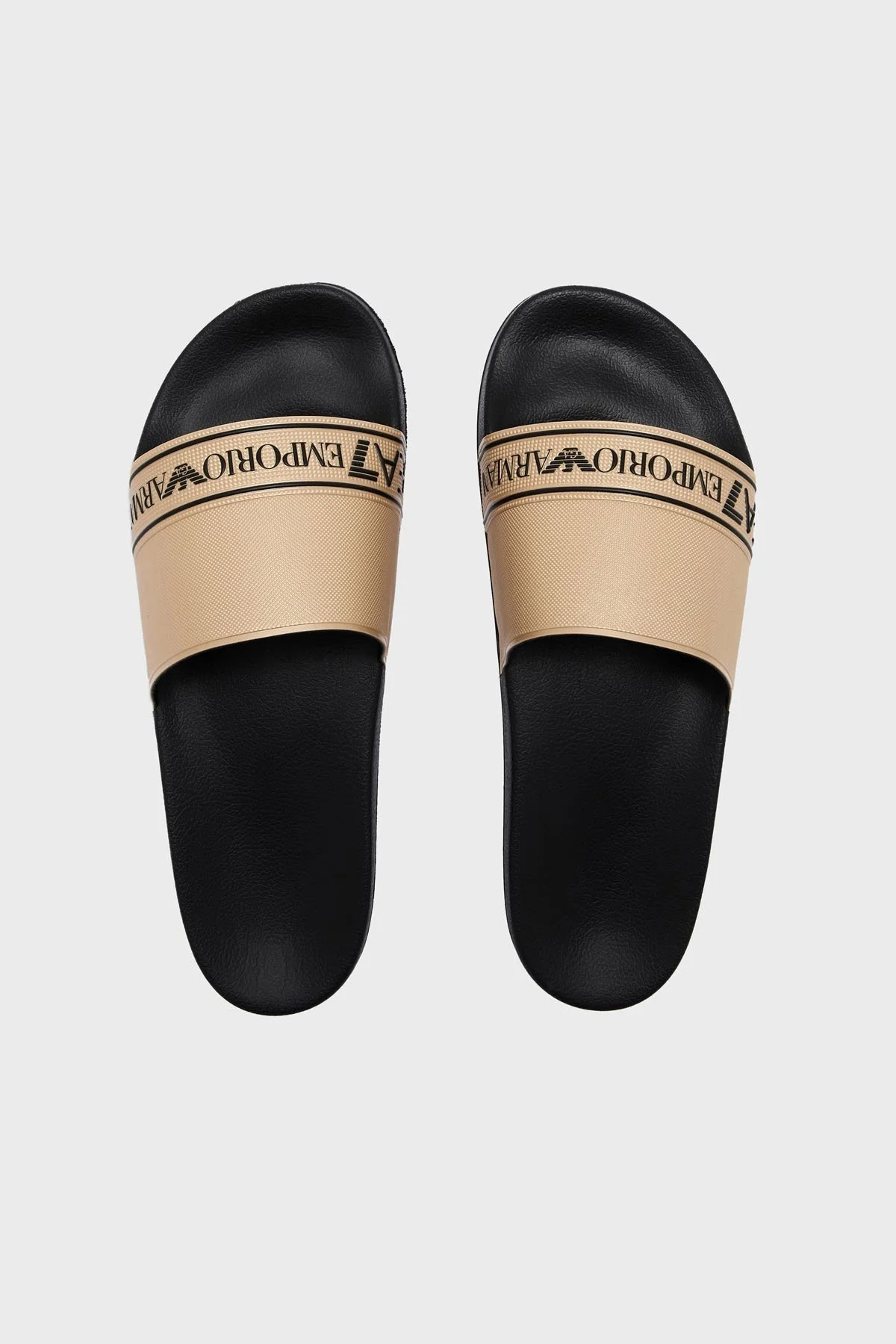 EA7 Logo Baskılı Şerit Detaylı Unisex Terlik 7X000110 AF15128 FC001 SİYAH-GOLD - 6