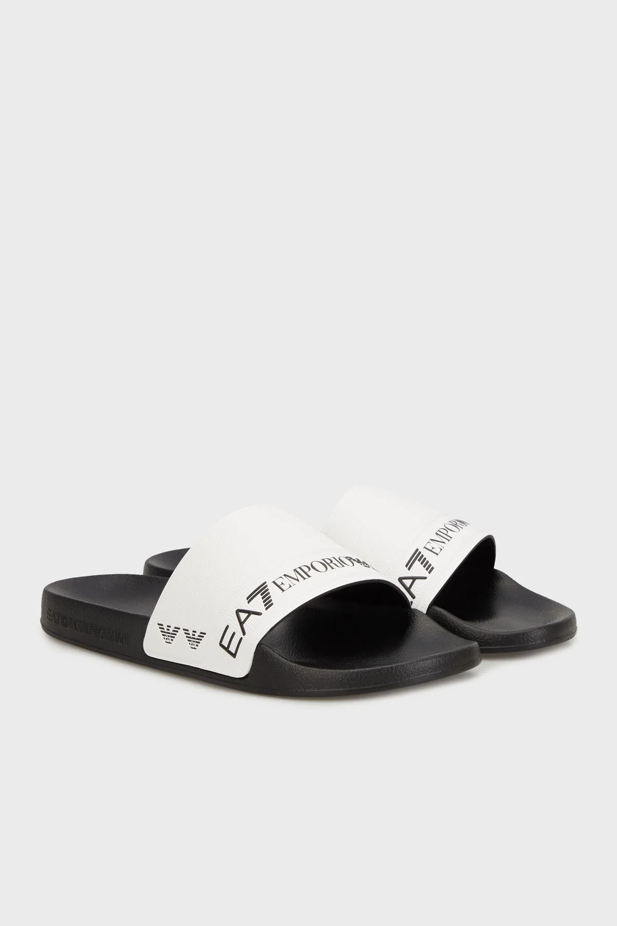 EA7 Logo Baskılı Şerit Detaylı Unisex Terlik 7X000110 AF15128 FC079 SİYAH-BEYAZ - 7