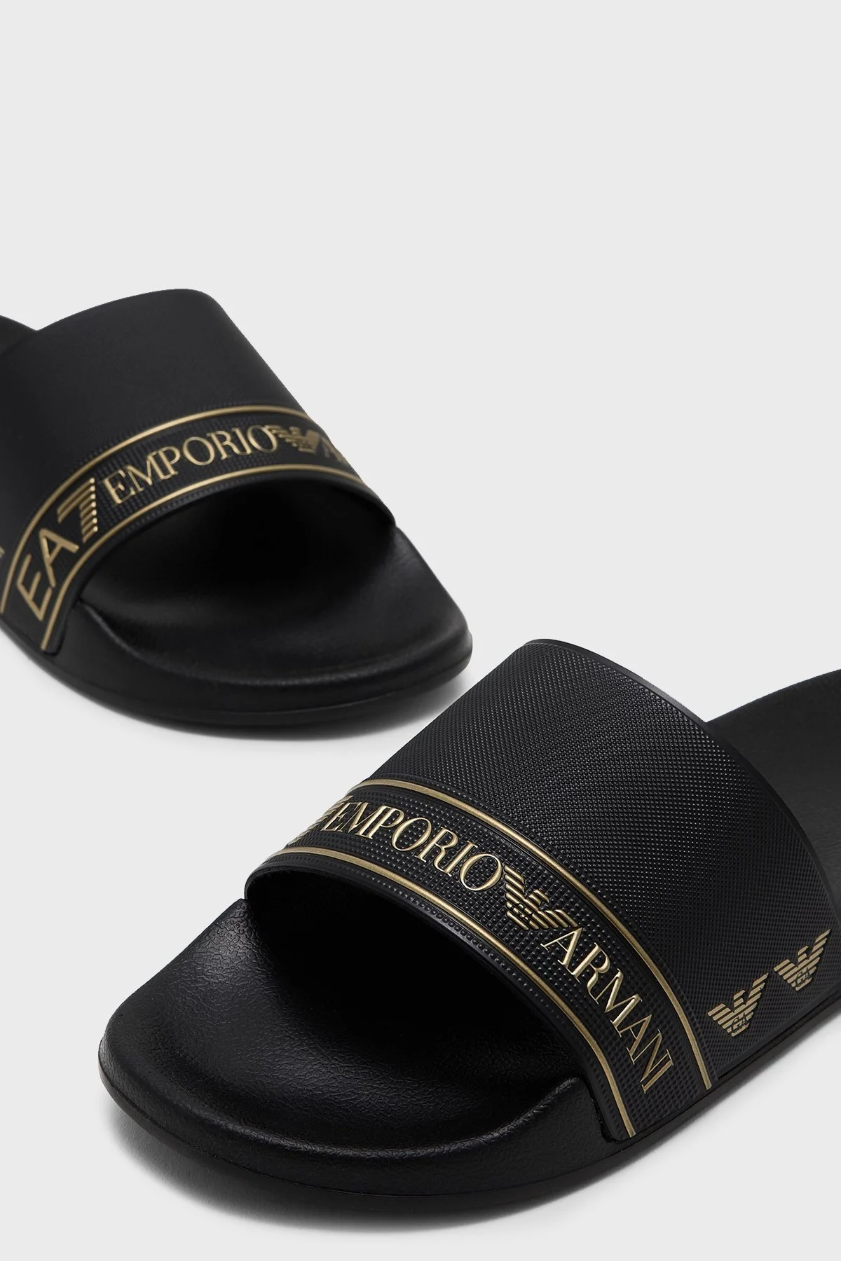 EA7 Logo Baskılı Şerit Detaylı Unisex Terlik 7X000110 AF15128 MC139 SİYAH-GOLD - 5