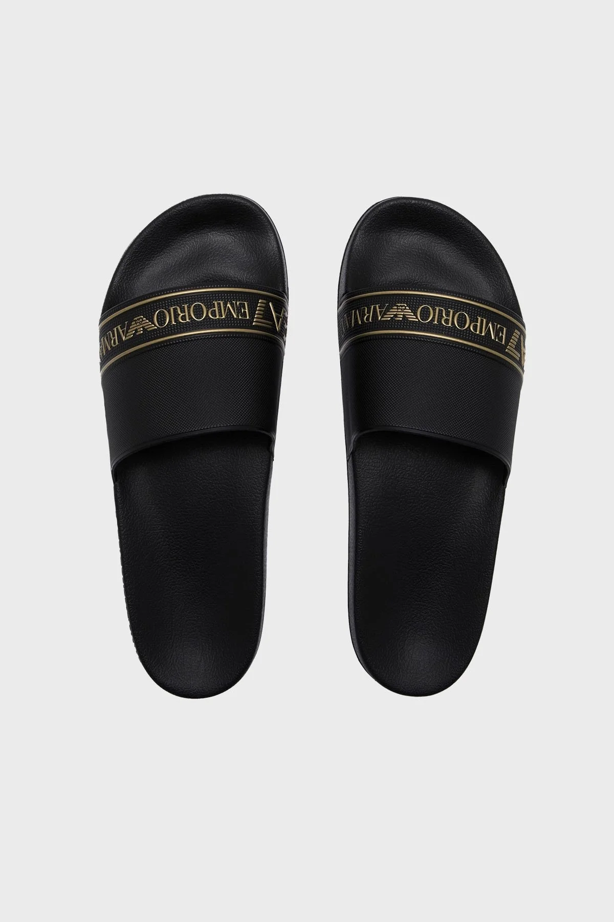 EA7 Logo Baskılı Şerit Detaylı Unisex Terlik 7X000110 AF15128 MC139 SİYAH-GOLD - 6