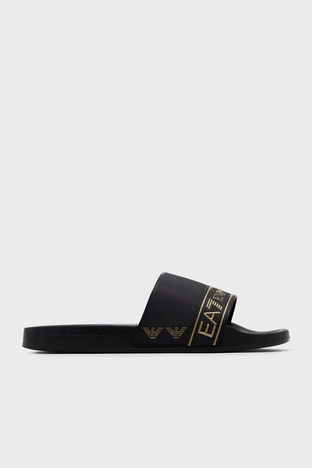 EA7 Logo Baskılı Şerit Detaylı Unisex Terlik 7X000110 AF15128 MC139 SİYAH-GOLD - 7