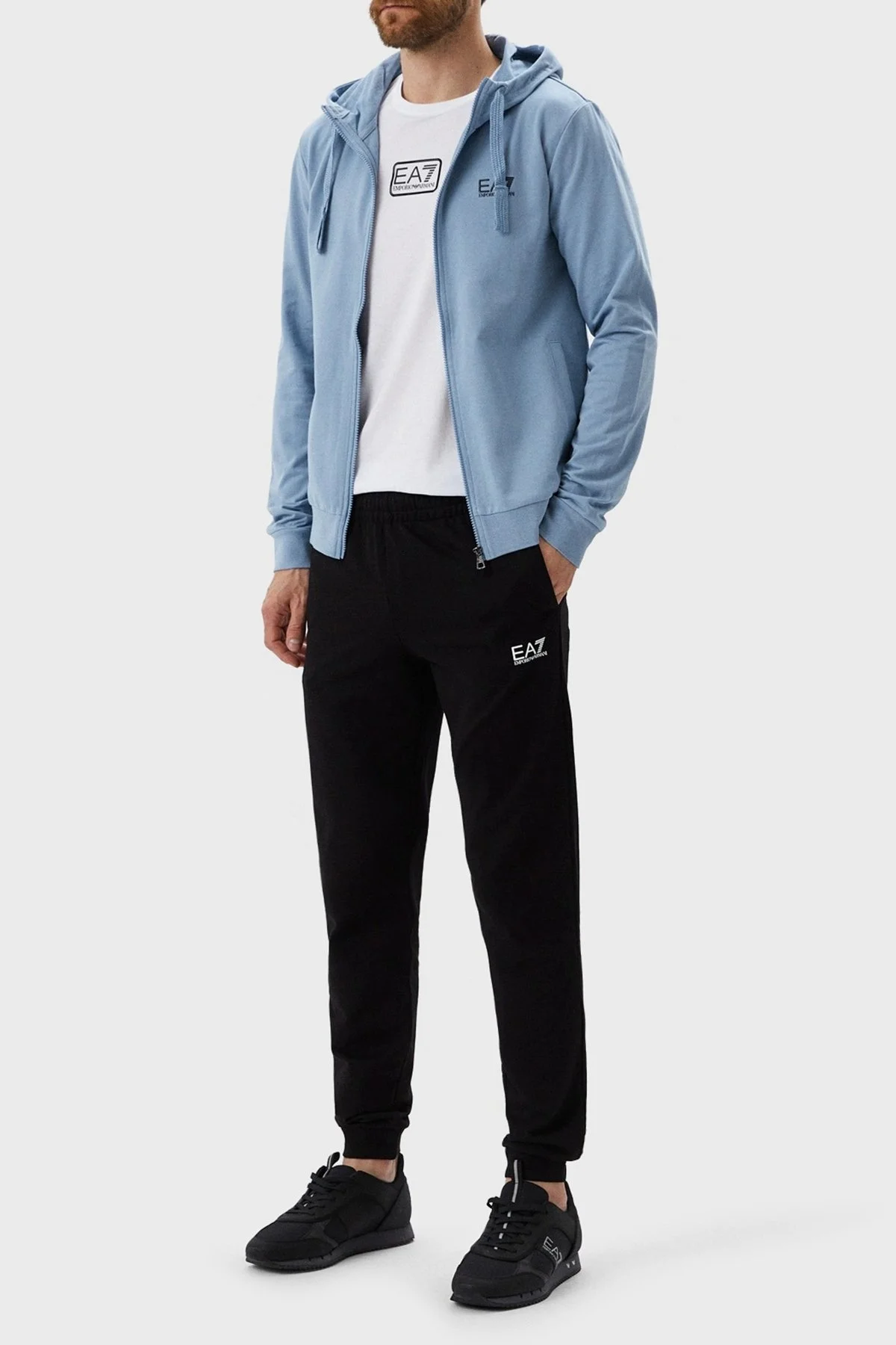 EA7 Logolu % 100 Pamuk Bisiklet Yaka Regular Fit Erkek T Shirt 6LPT05 PJM9Z 1100 BEYAZ - 2