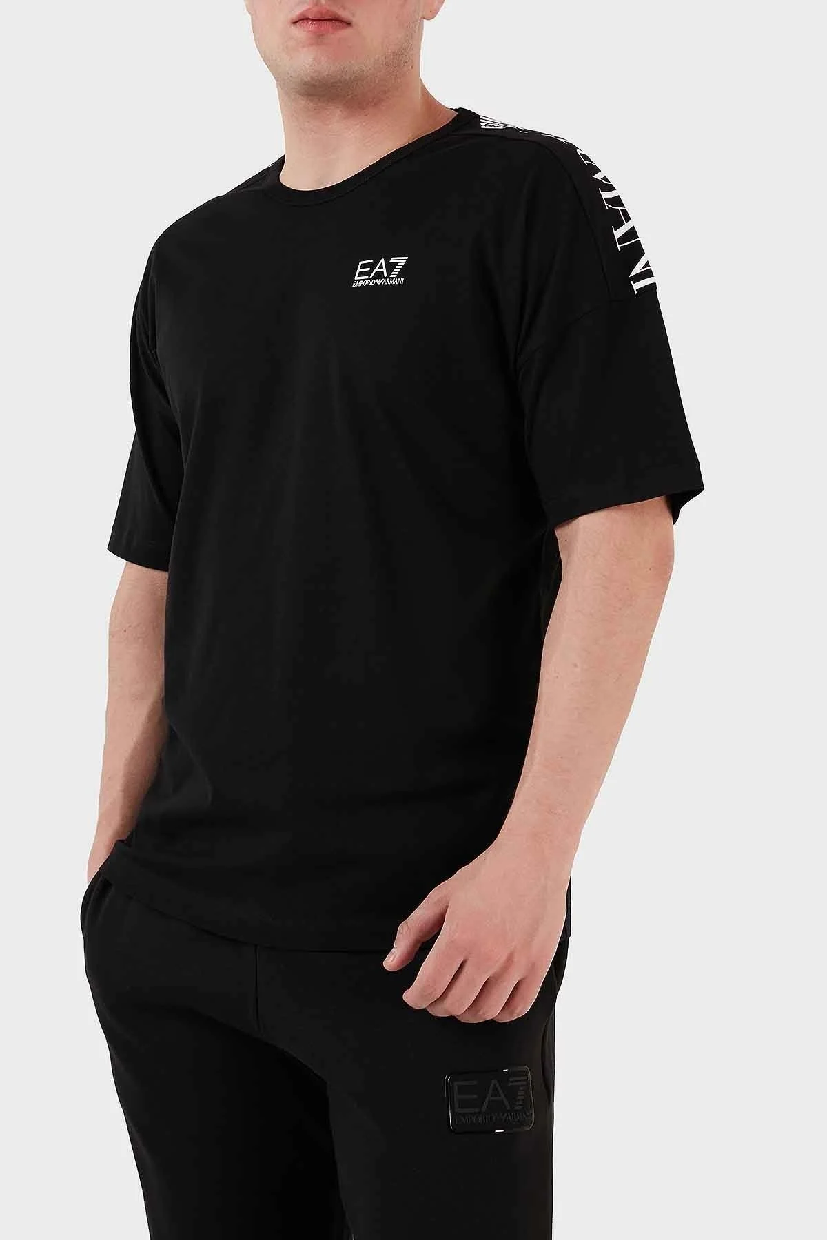 EA7 Logolu % 100 Pamuk Bisiklet Yaka Regular Fit Erkek T Shirt 6LPT23 PJ7CZ 0203 SİYAH - 2