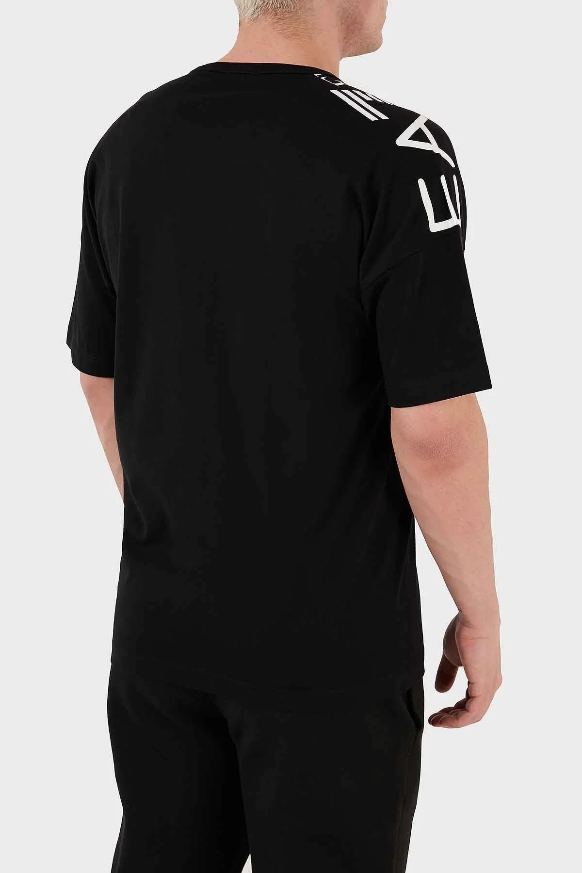 EA7 Logolu % 100 Pamuk Bisiklet Yaka Regular Fit Erkek T Shirt 6LPT23 PJ7CZ 0203 SİYAH - 5