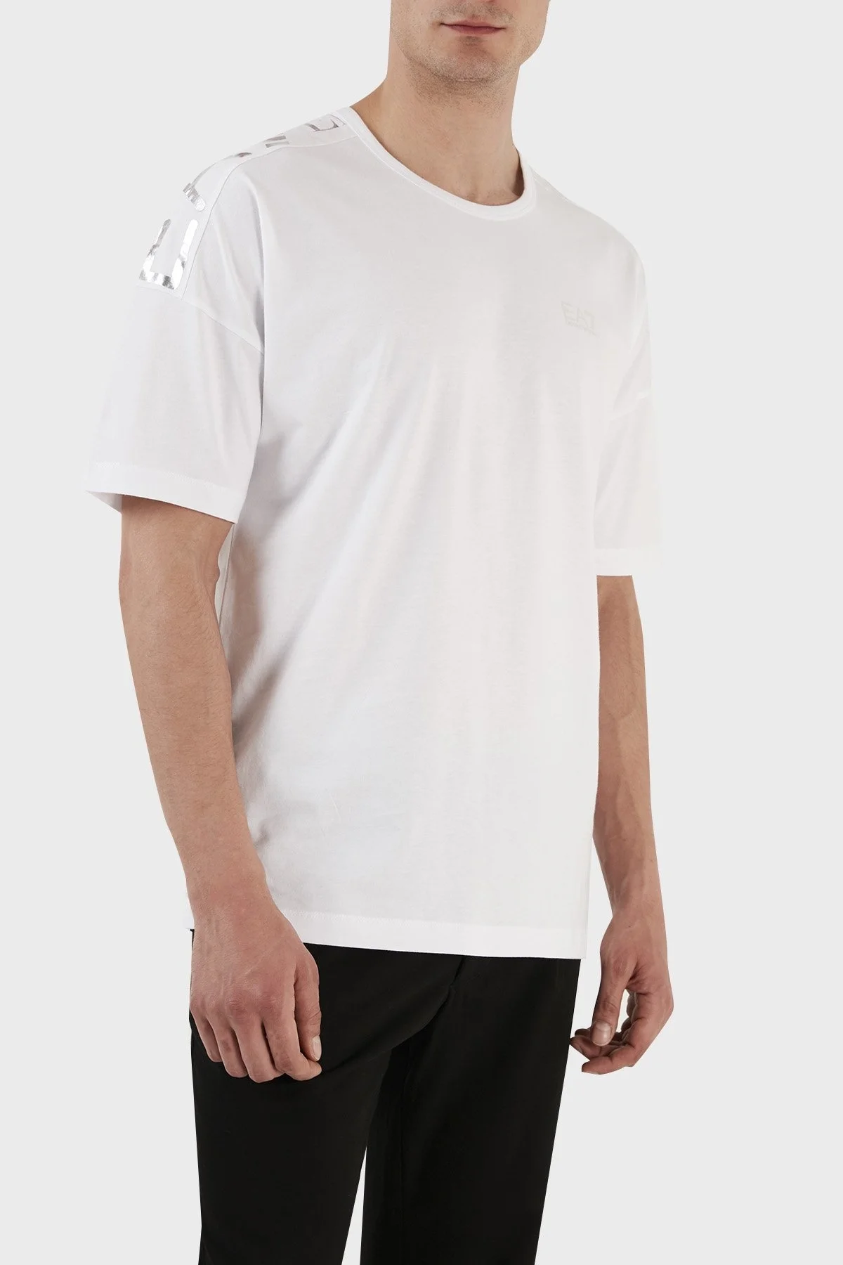 EA7 Logolu % 100 Pamuk Bisiklet Yaka Regular Fit Erkek T Shirt 6LPT23 PJ7CZ 1100 BEYAZ - 2