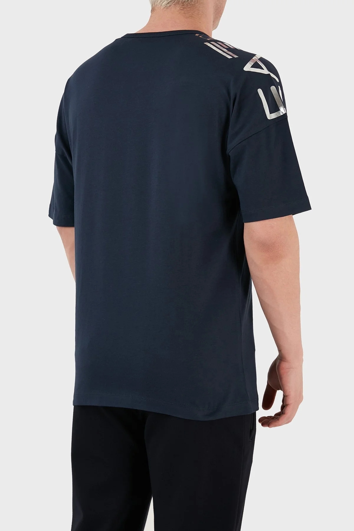 EA7 Logolu % 100 Pamuk Bisiklet Yaka Regular Fit Erkek T Shirt 6LPT23 PJ7CZ 1554 LACİVERT - 5