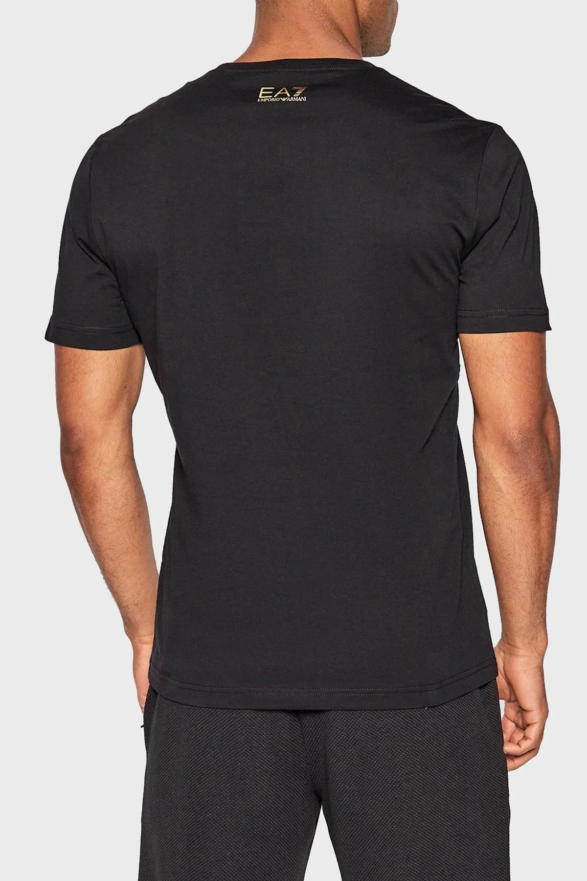 EA7 Logolu % 100 Pamuk Bisiklet Yaka Regular Fit Erkek T Shirt 6LPT24 PJ7CZ 0208 SİYAH - 3