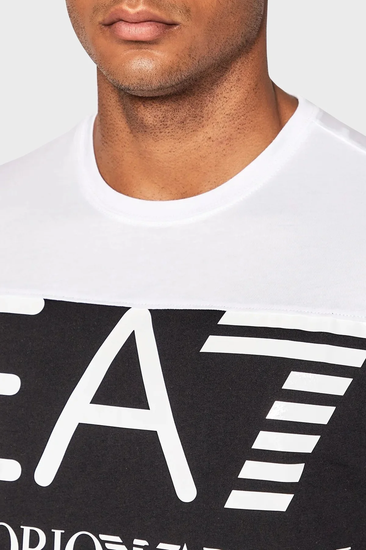 EA7 Logolu % 100 Pamuk Bisiklet Yaka Regular Fit Erkek T Shirt 6LPT24 PJ7CZ 1100 BEYAZ - 3