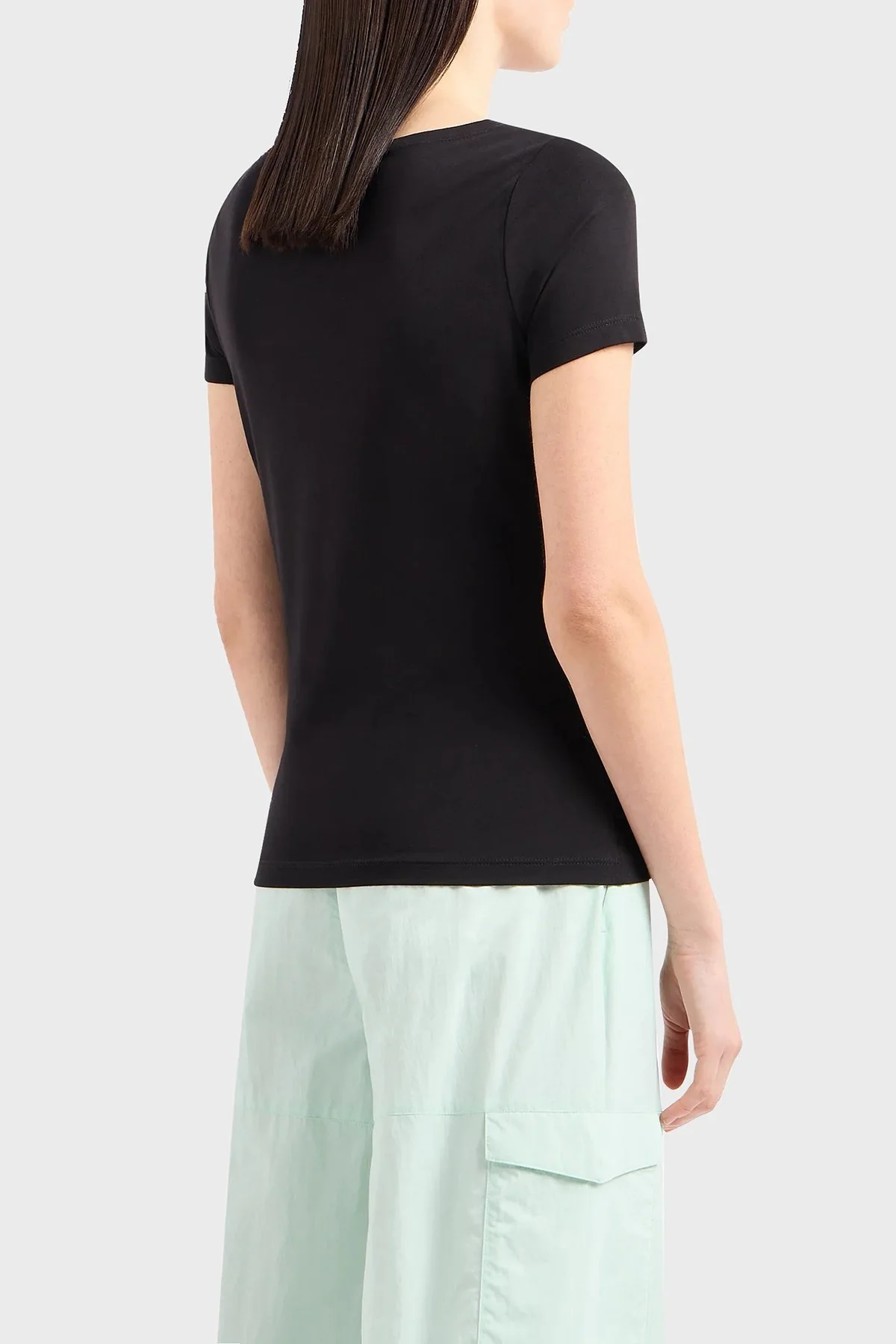 EA7 Logolu % 100 Pamuk Regular Fit Bayan T Shirt 3DTT26 TJFKZ 0200 SİYAH - 3