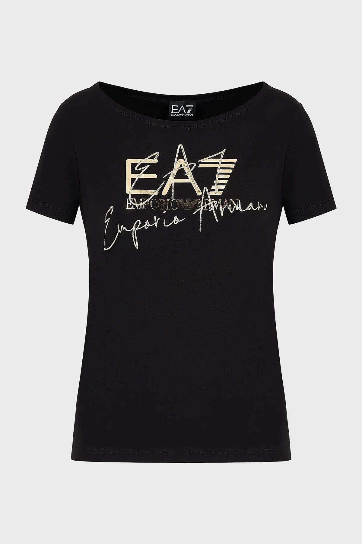 EA7 Logolu % 100 Pamuk Regular Fit Bayan T Shirt 3DTT26 TJFKZ 0200 SİYAH - 5