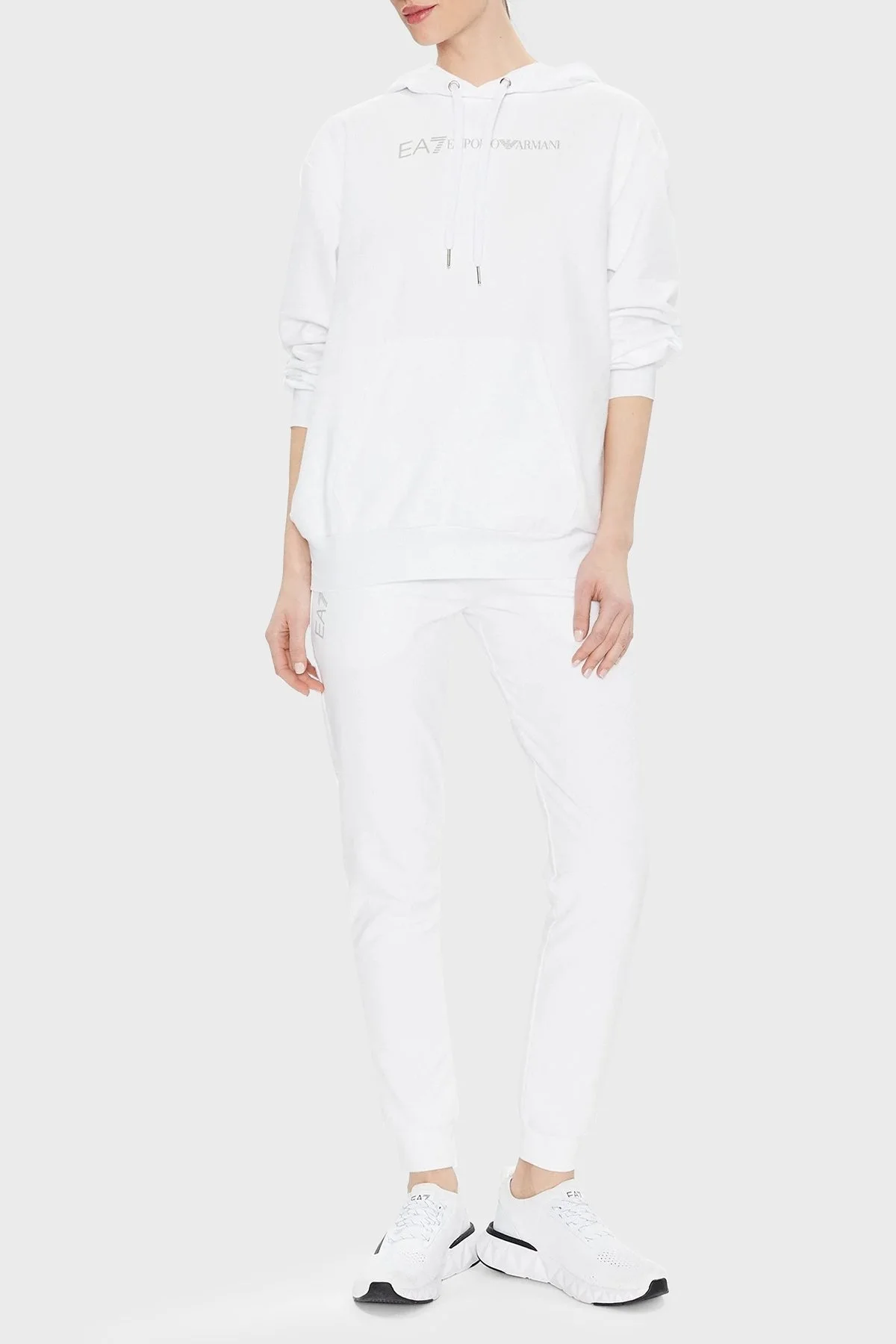 EA7 Logolu Belden Bağlamalı Pamuklu Cepli Regular Fit Bayan Pantolon 3RTP65 TJCQZ 0101 BEYAZ - 1