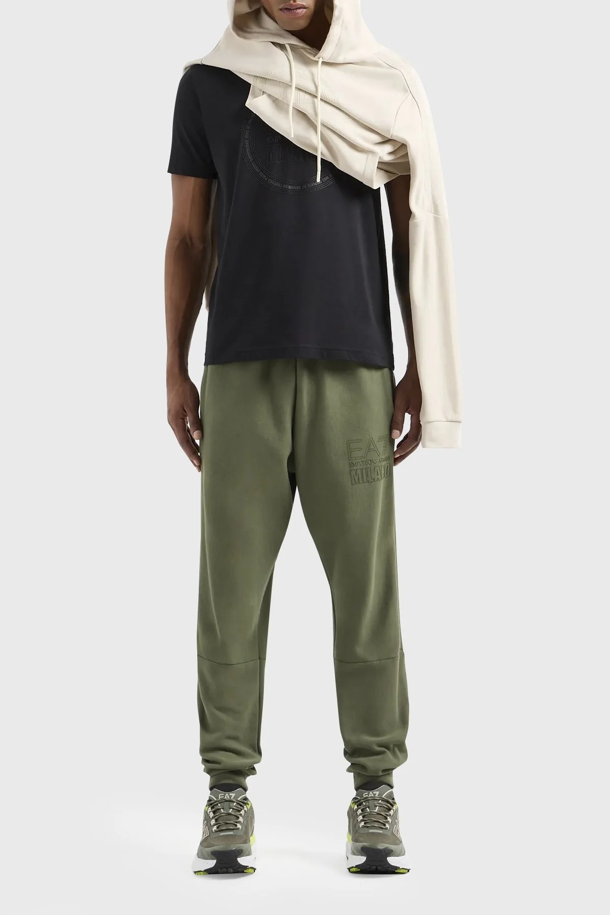 EA7 Logolu Bisiklet Yaka % 100 Pamuk Regular Fit Erkek T Shirt 3DPT39 PJTJZ 1200 SİYAH - 2