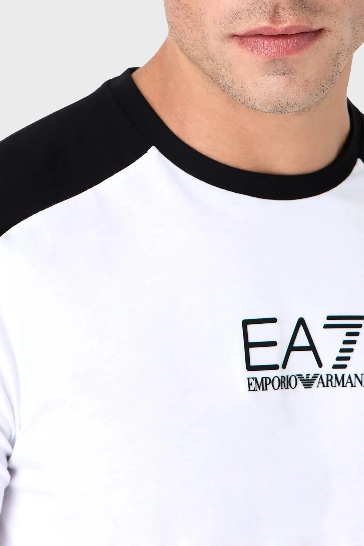 EA7 Logolu Bisiklet Yaka % 100 Pamuk Regular Fit Erkek T Shirt 6RPT15 PJ02Z 1100 BEYAZ - 2