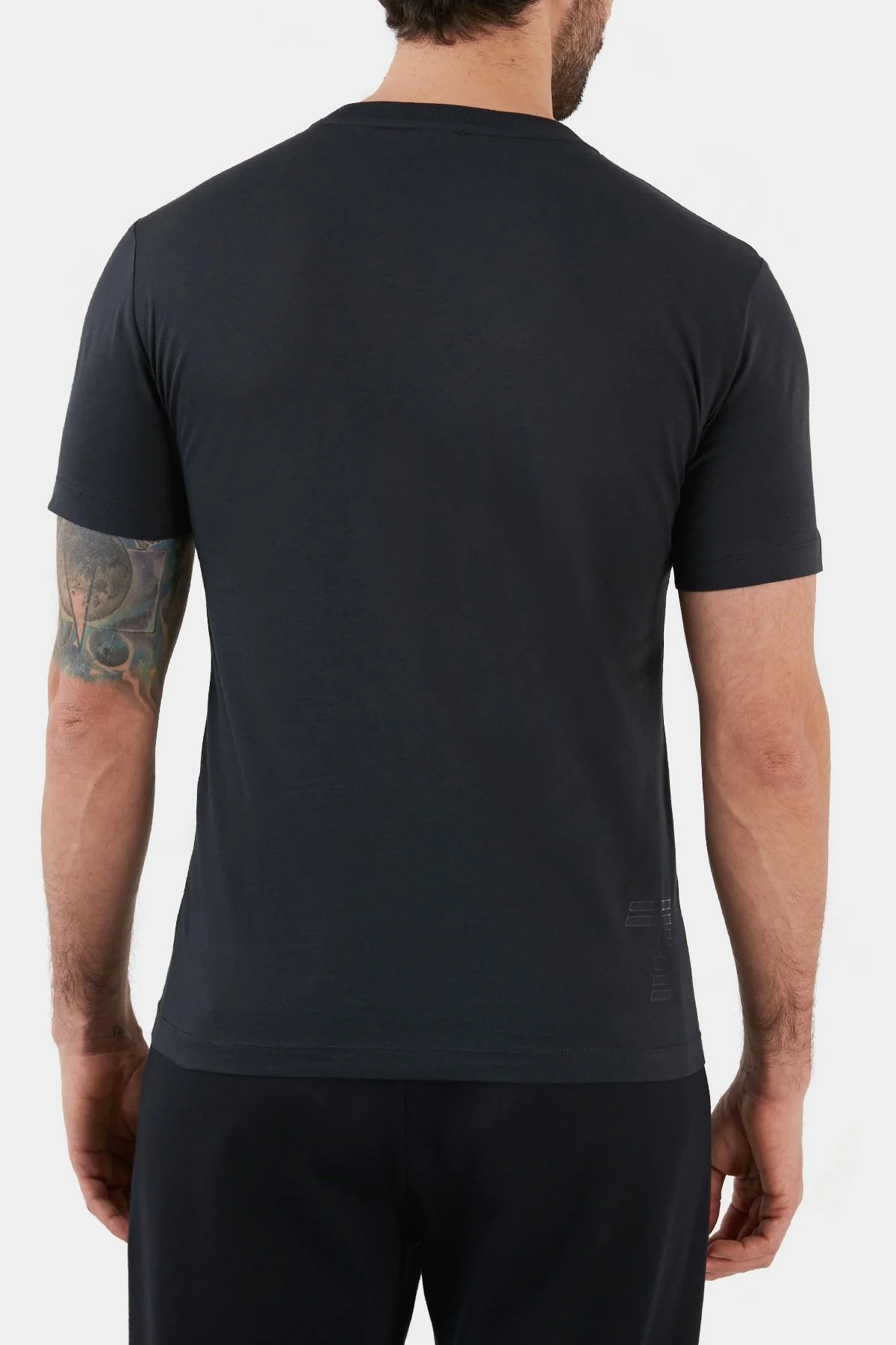 EA7 Logolu Bisiklet Yaka % 100 Pamuk Slim Fit Erkek T Shirt 3RPT71 PJM9Z 1578 LACİVERT - 5