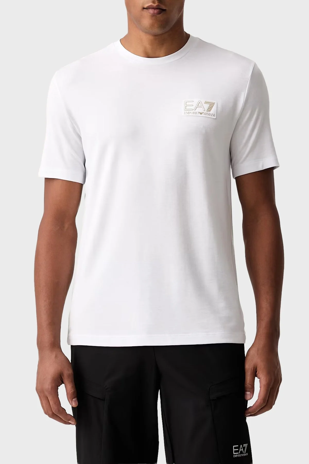 EA7 Logolu Bisiklet Yaka Erkek T Shirt 7M002238 AF13739 U0002 Beyaz - 1