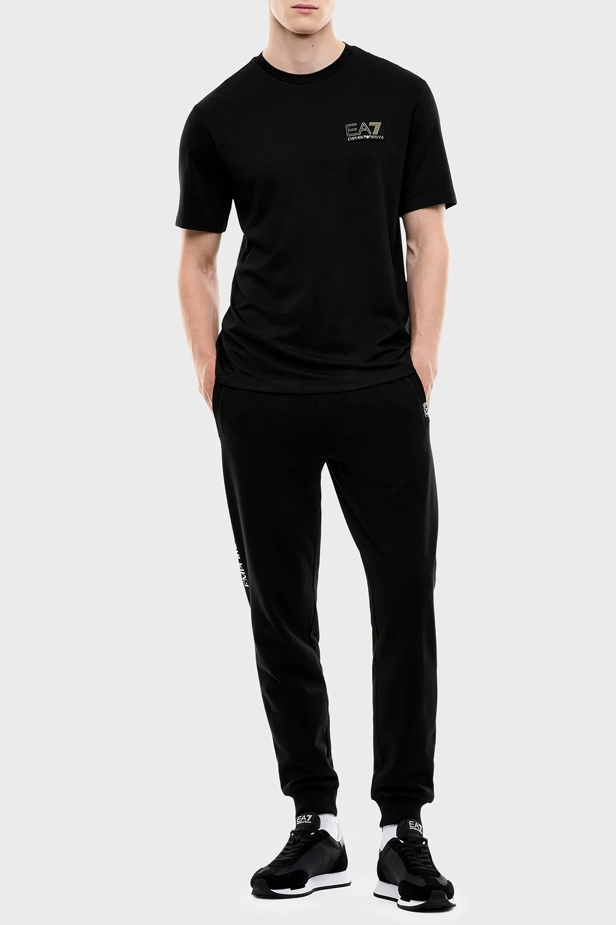 EA7 Logolu Bisiklet Yaka Erkek T Shirt 7M002238 AF13739 UC001 Siyah - 2