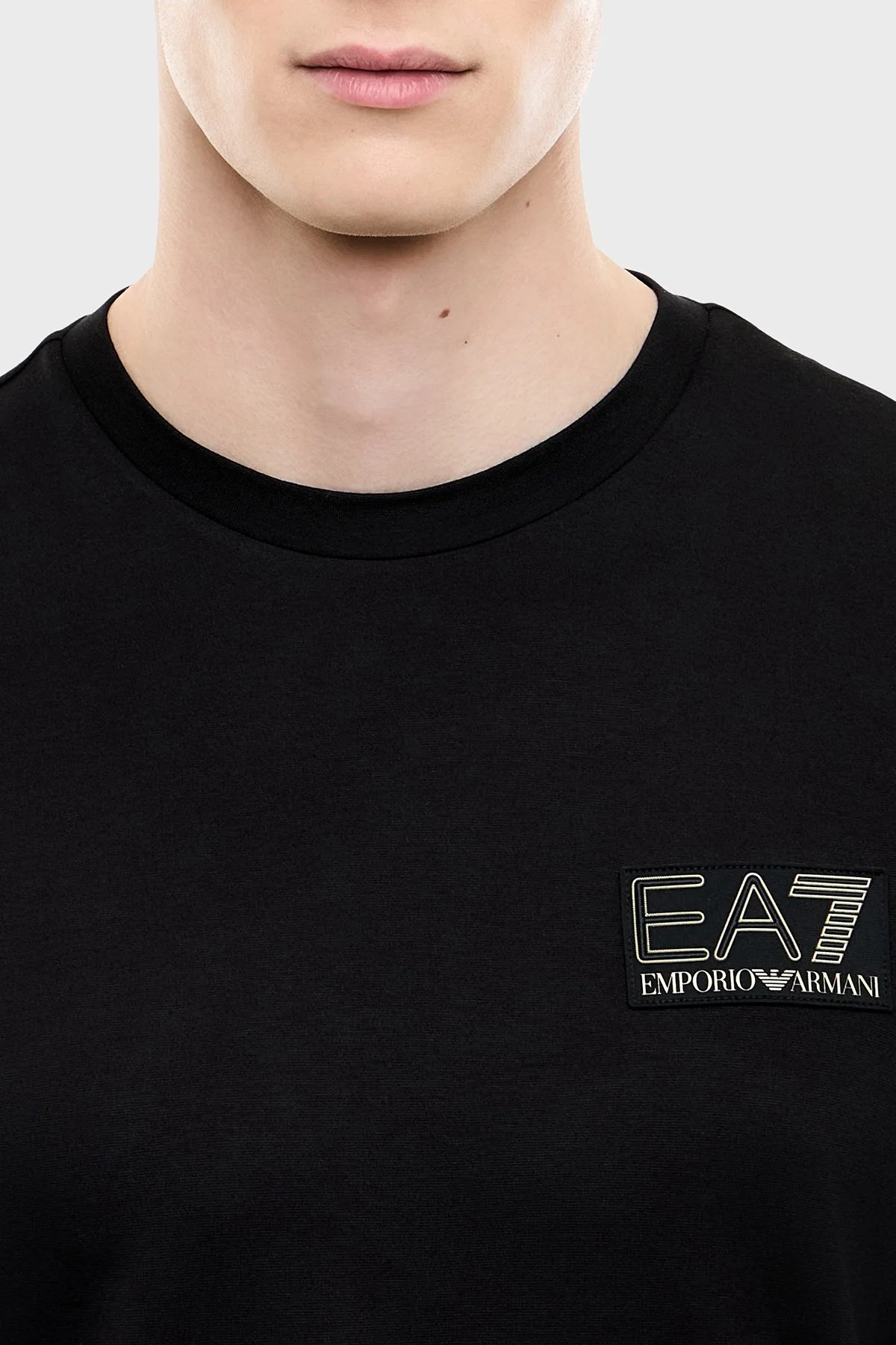 EA7 Logolu Bisiklet Yaka Erkek T Shirt 7M002238 AF13739 UC001 Siyah - 3