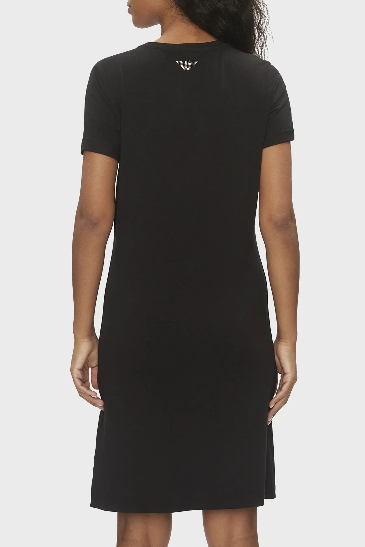EA7 Logolu Bisiklet Yaka Regular Fit Bayan Elbise 3DTA52 TJDQZ 1200 SİYAH - 3