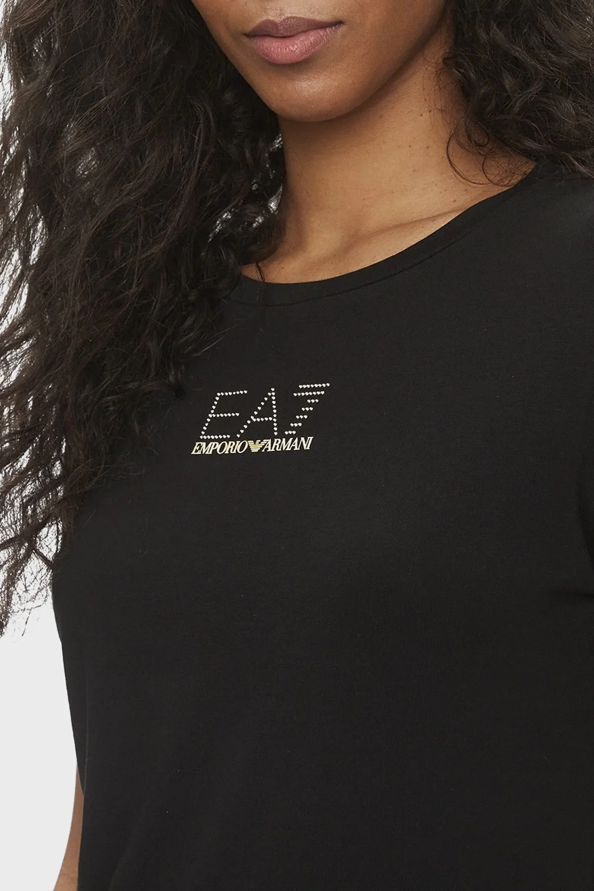 EA7 Logolu Bisiklet Yaka Regular Fit Bayan Elbise 3DTA52 TJDQZ 1200 SİYAH - 4