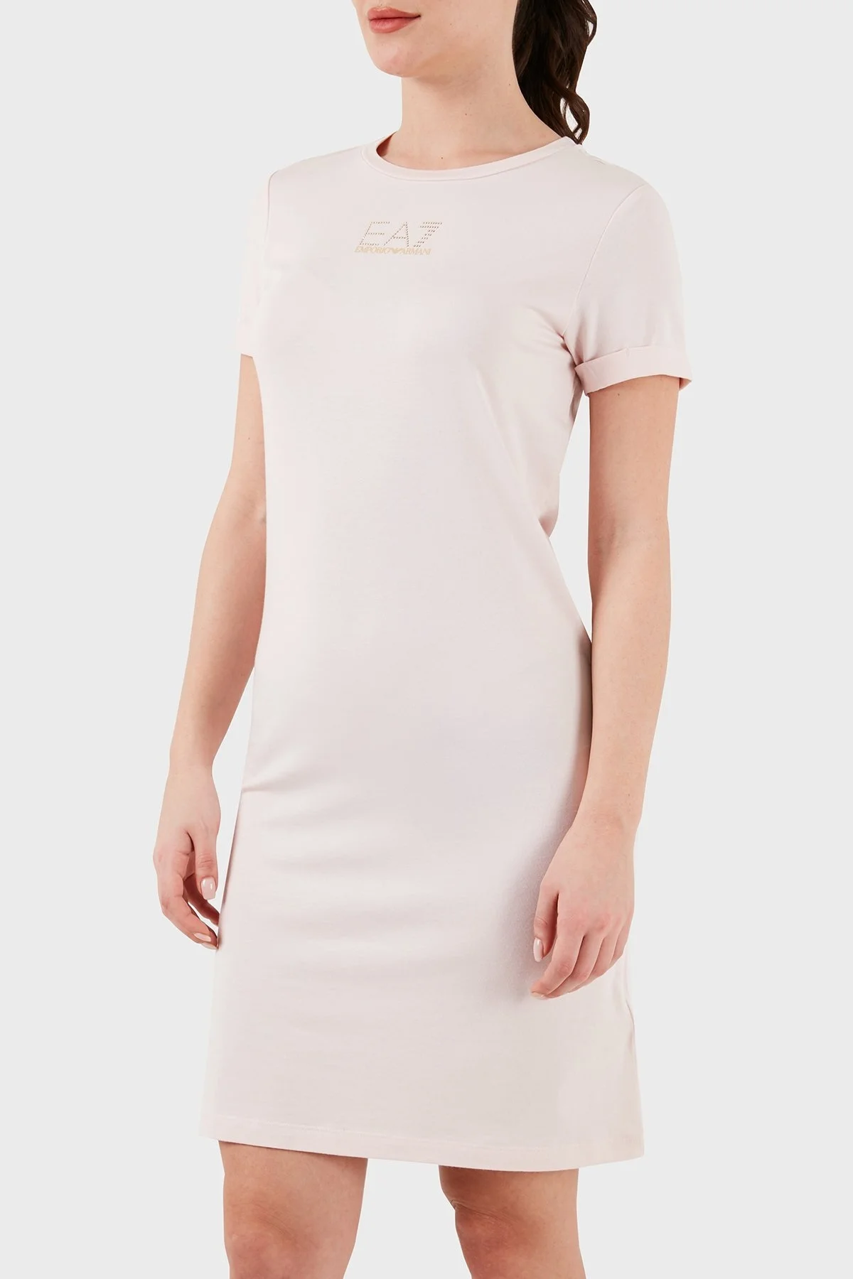 EA7 Logolu Bisiklet Yaka Regular Fit Bayan Elbise 3DTA52 TJDQZ 1422 PUDRA - 7