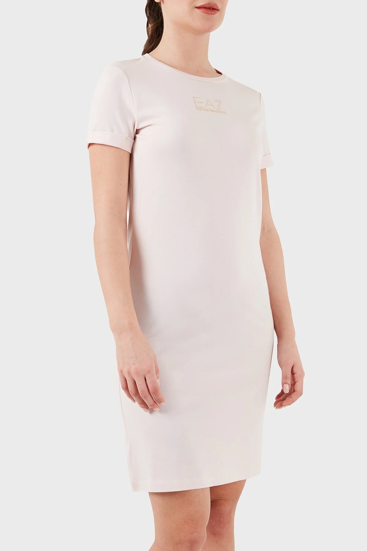 EA7 Logolu Bisiklet Yaka Regular Fit Bayan Elbise 3DTA52 TJDQZ 1422 PUDRA - 9