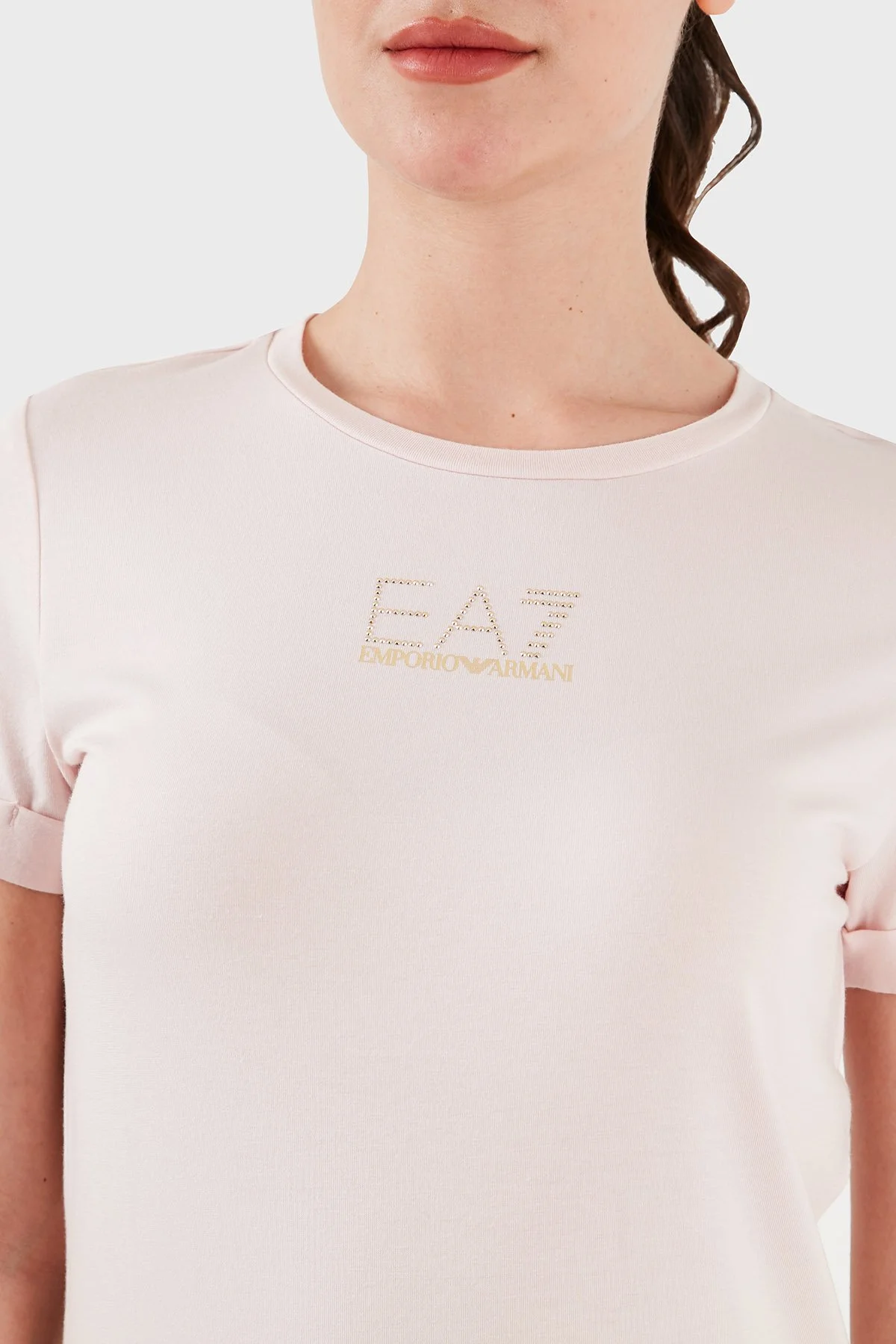 EA7 Logolu Bisiklet Yaka Regular Fit Kadın Elbise 3DTA52 TJDQZ 1422 PUDRA - 5
