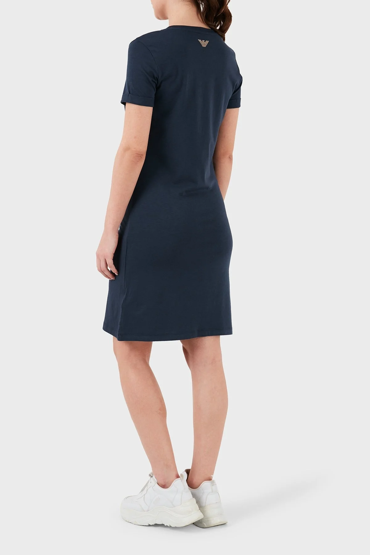 EA7 Logolu Bisiklet Yaka Regular Fit Bayan Elbise 3DTA52 TJDQZ 1555 LACİVERT - 3