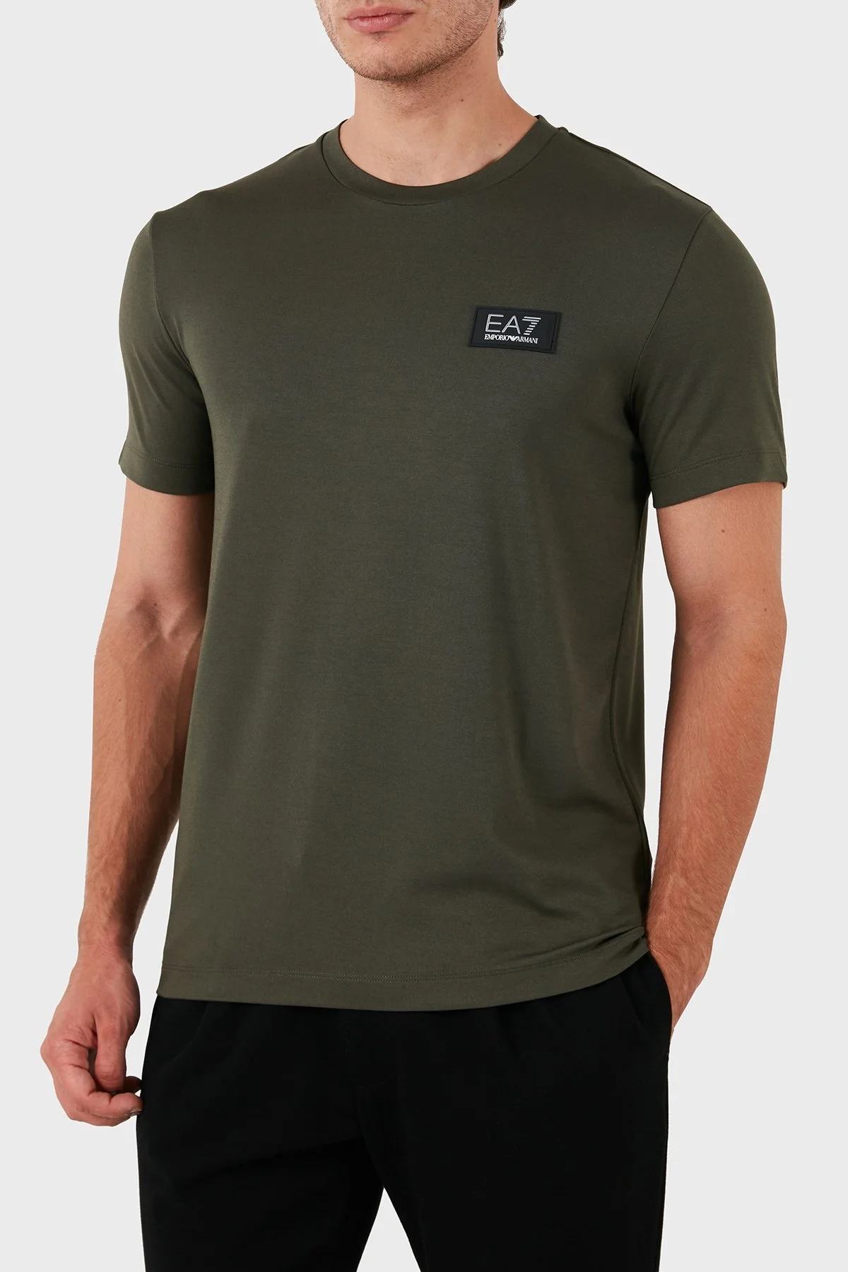 EA7 Logolu Bisiklet Yaka Slim Fit Erkek T Shirt 3DPT72 PJUJZ 1846 YEŞİL - 2