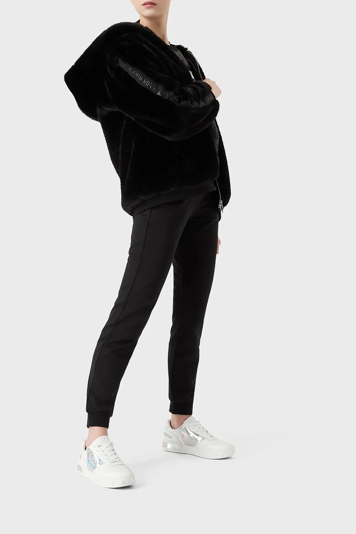 EA7 Logolu Cepli Kapüşonlu Regular Fit Suni Kürk Bayan Mont 6LTB06 TN2ZZ 1200 SİYAH - 2