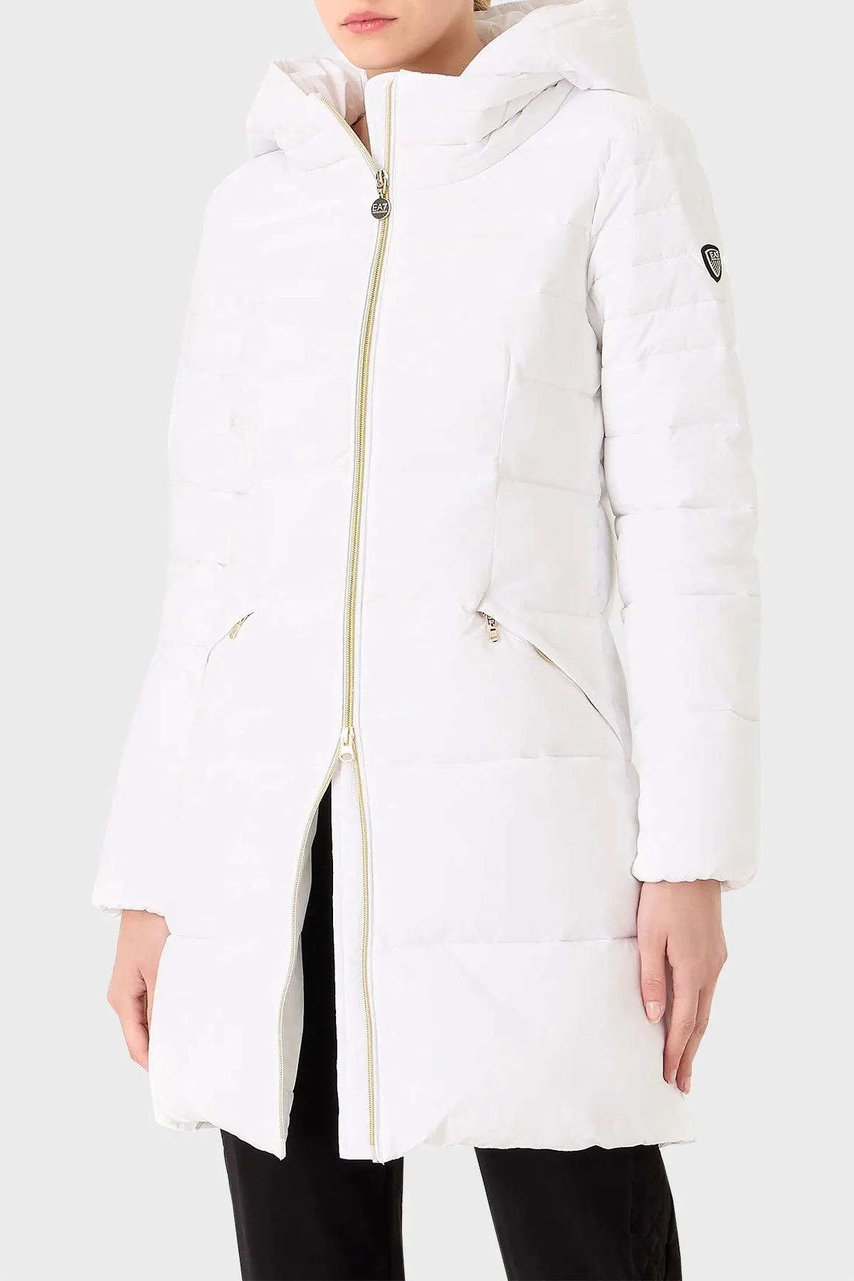 EA7 Çıkarılabilir Kapüşonlu CALIDUM7 Dolgulu Regular Fit Uzun Şişme Bayan Mont 6RTL01 TNDAZ 1100 BEYAZ - 1