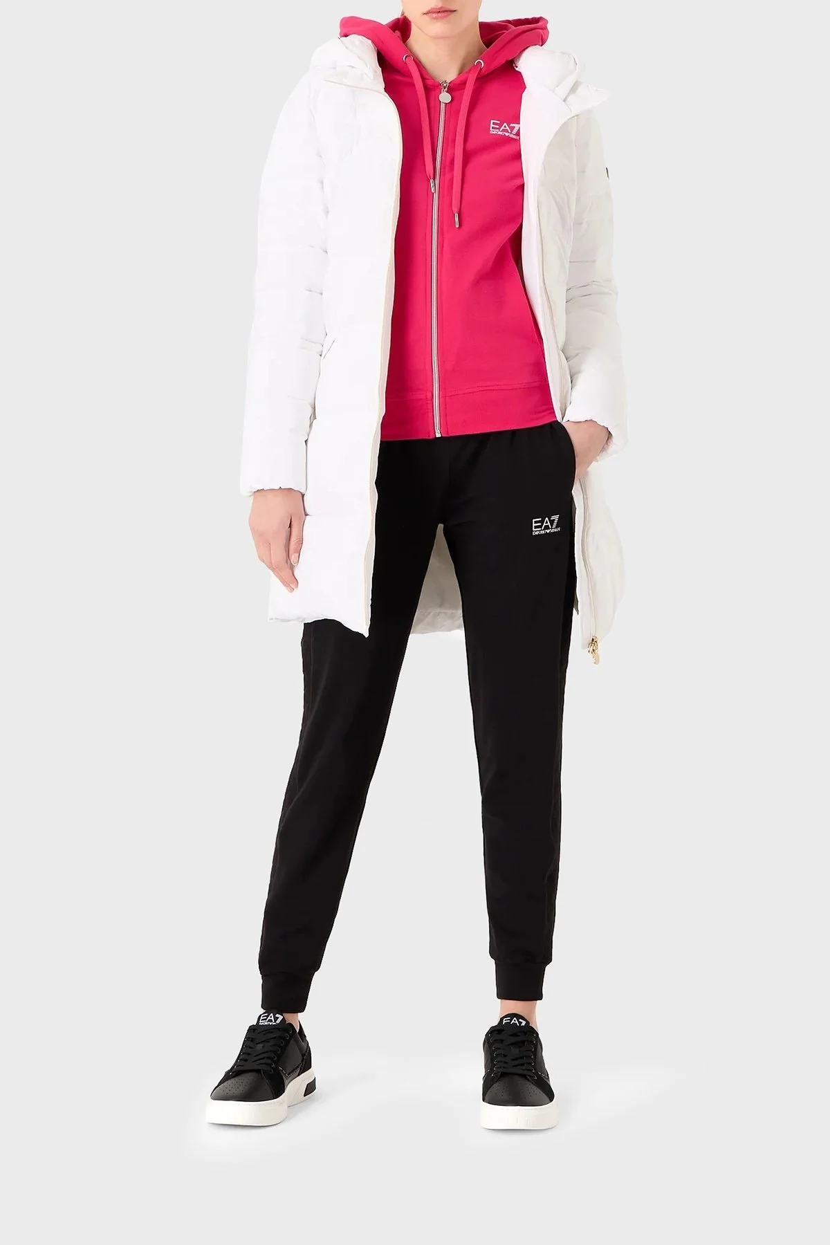 EA7 Çıkarılabilir Kapüşonlu CALIDUM7 Dolgulu Regular Fit Uzun Şişme Bayan Mont 6RTL01 TNDAZ 1100 BEYAZ - 3