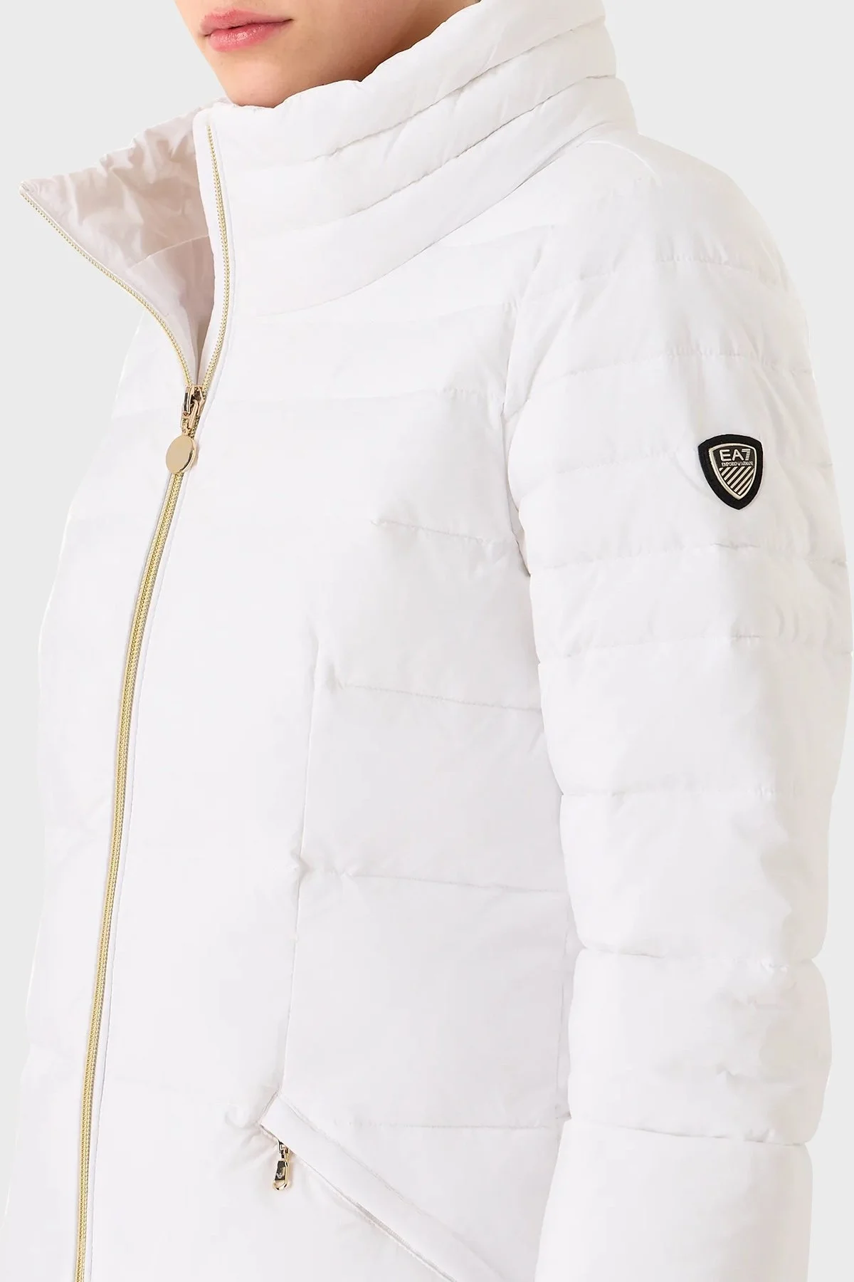EA7 Çıkarılabilir Kapüşonlu CALIDUM7 Dolgulu Regular Fit Uzun Şişme Bayan Mont 6RTL01 TNDAZ 1100 BEYAZ - 5