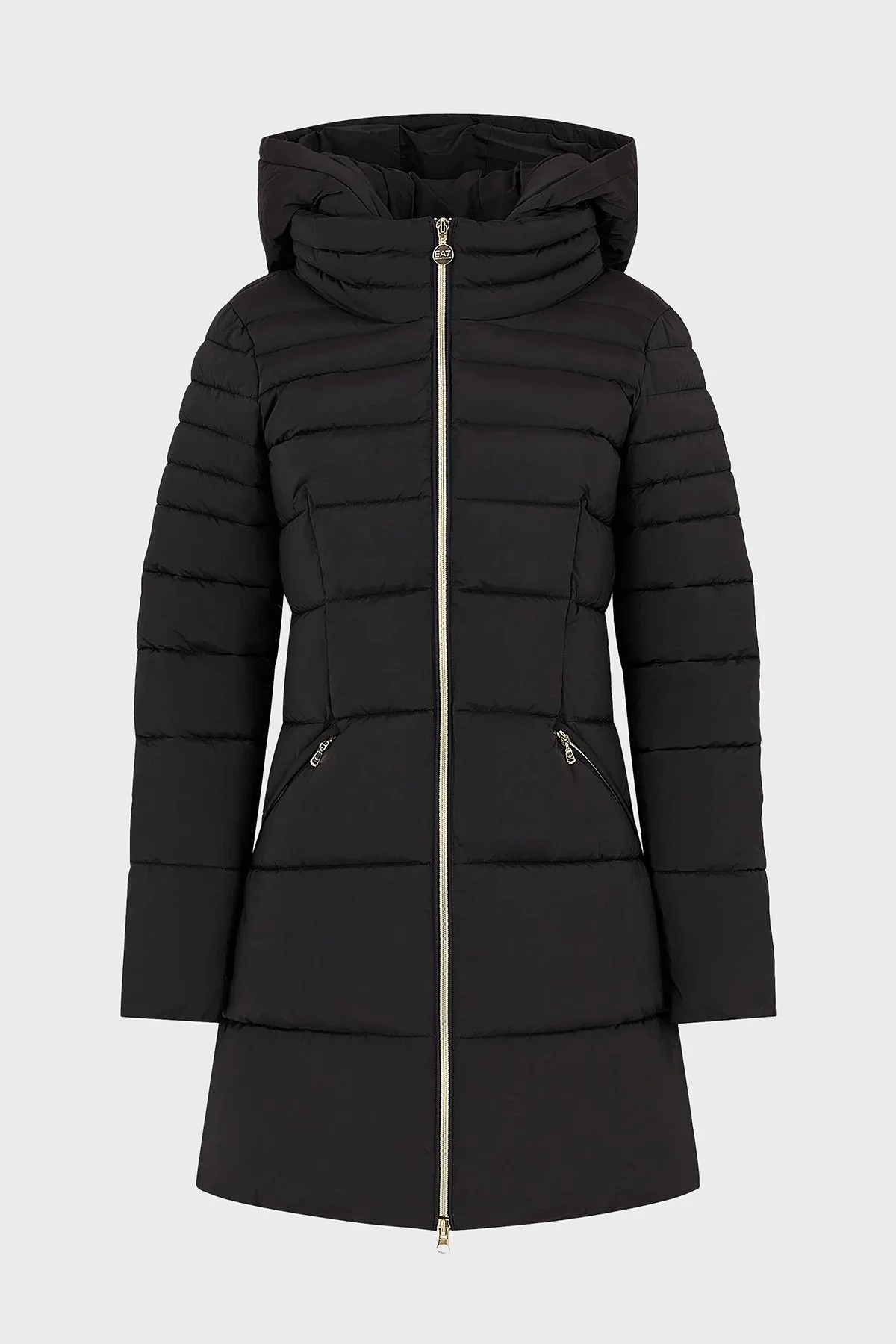 EA7 Çıkarılabilir Kapüşonlu CALIDUM7 Dolgulu Regular Fit Uzun Şişme Bayan Mont 6RTL01 TNDAZ 1200 SİYAH - 4
