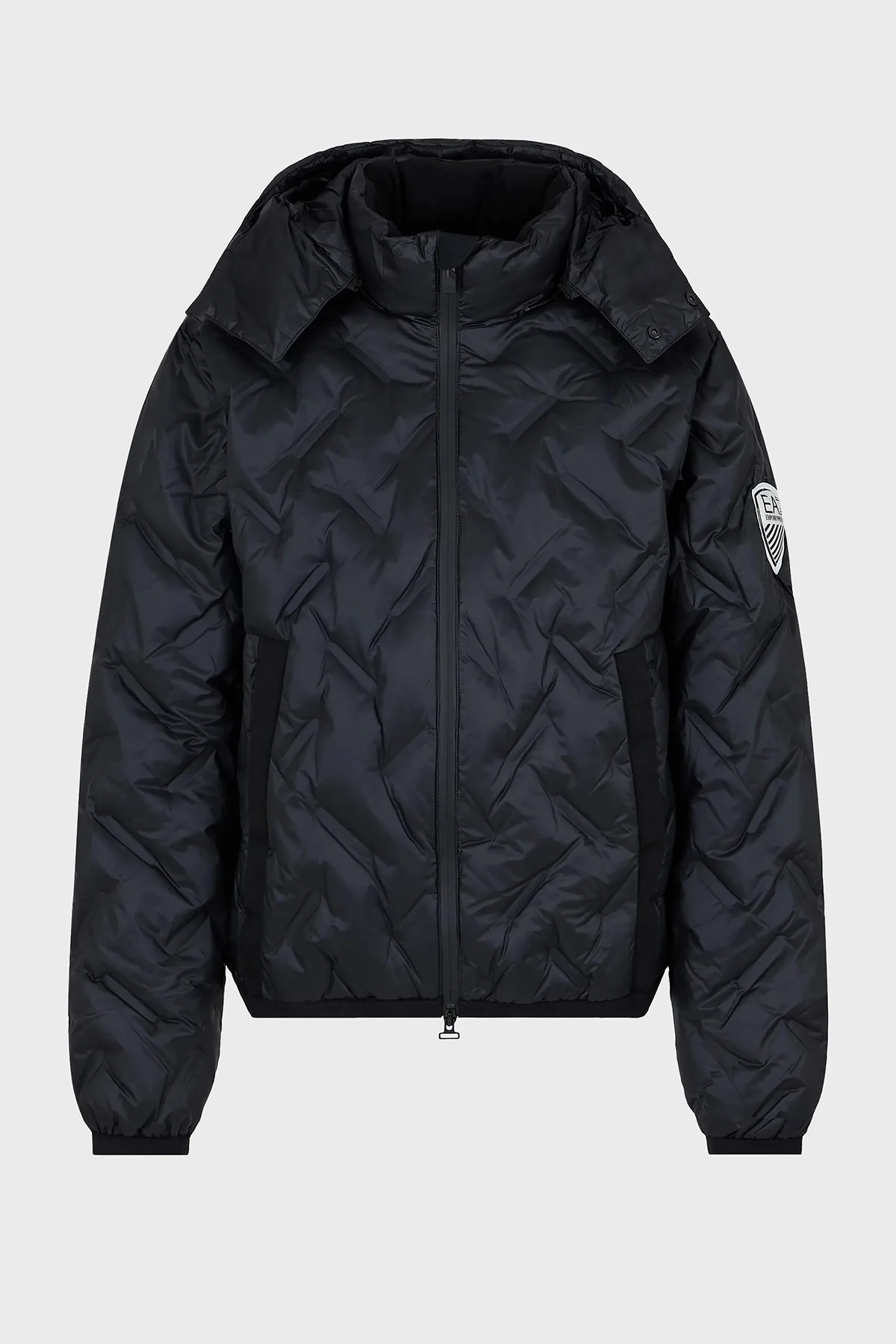 EA7 Logolu Çıkarılabilir Kapüşonlu Şişme Erkek Mont 6RPB64 PN8MZ 1200 SİYAH - 4
