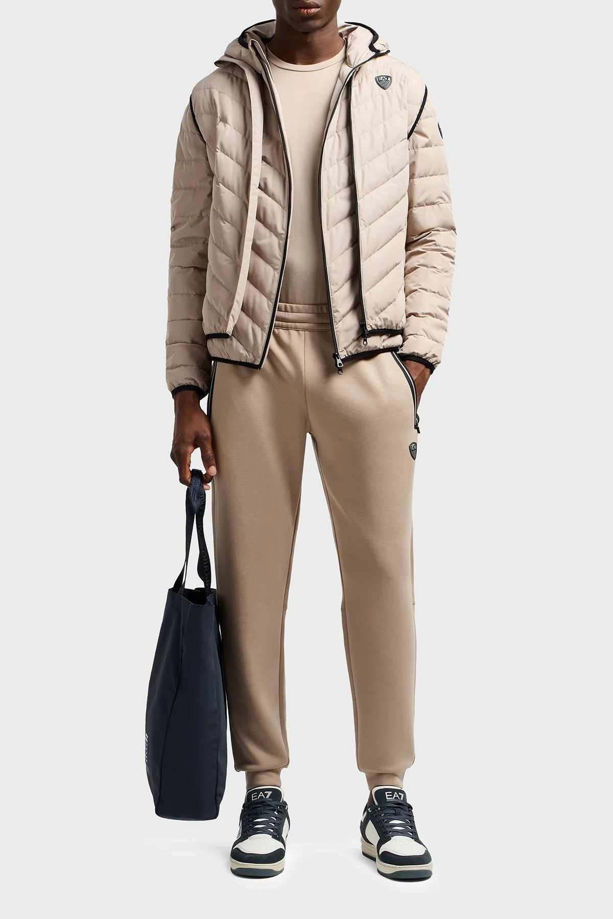 EA7 Logolu Comfort Fit Bisiklet Yaka Erkek T Shirt 8NPT16 PJRGZ U6155 BEJ - 2