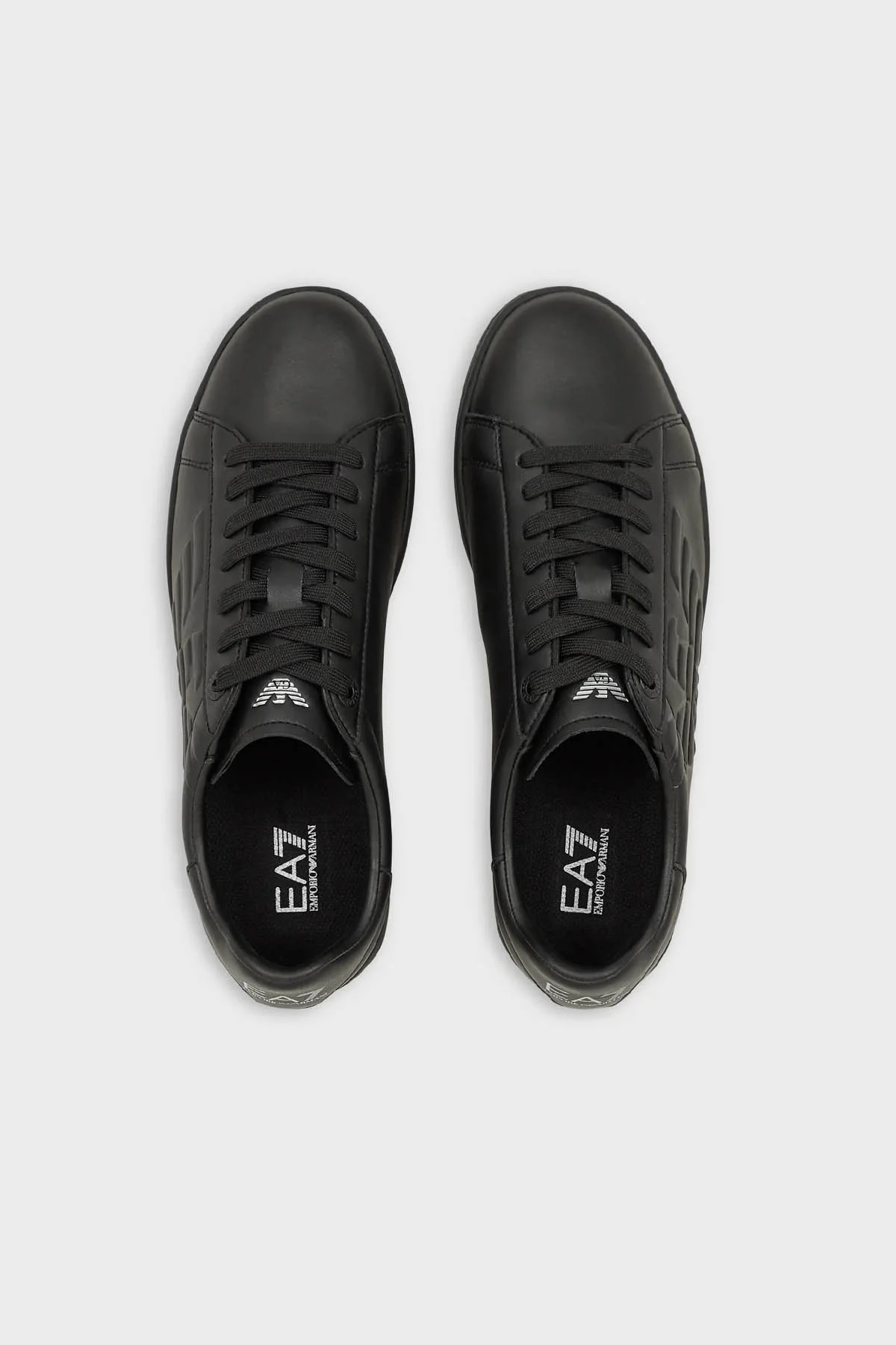 EA7 Logolu Deri Sneaker Unisex Ayakkabı X8X001 XCC51 A083 SİYAH - 3