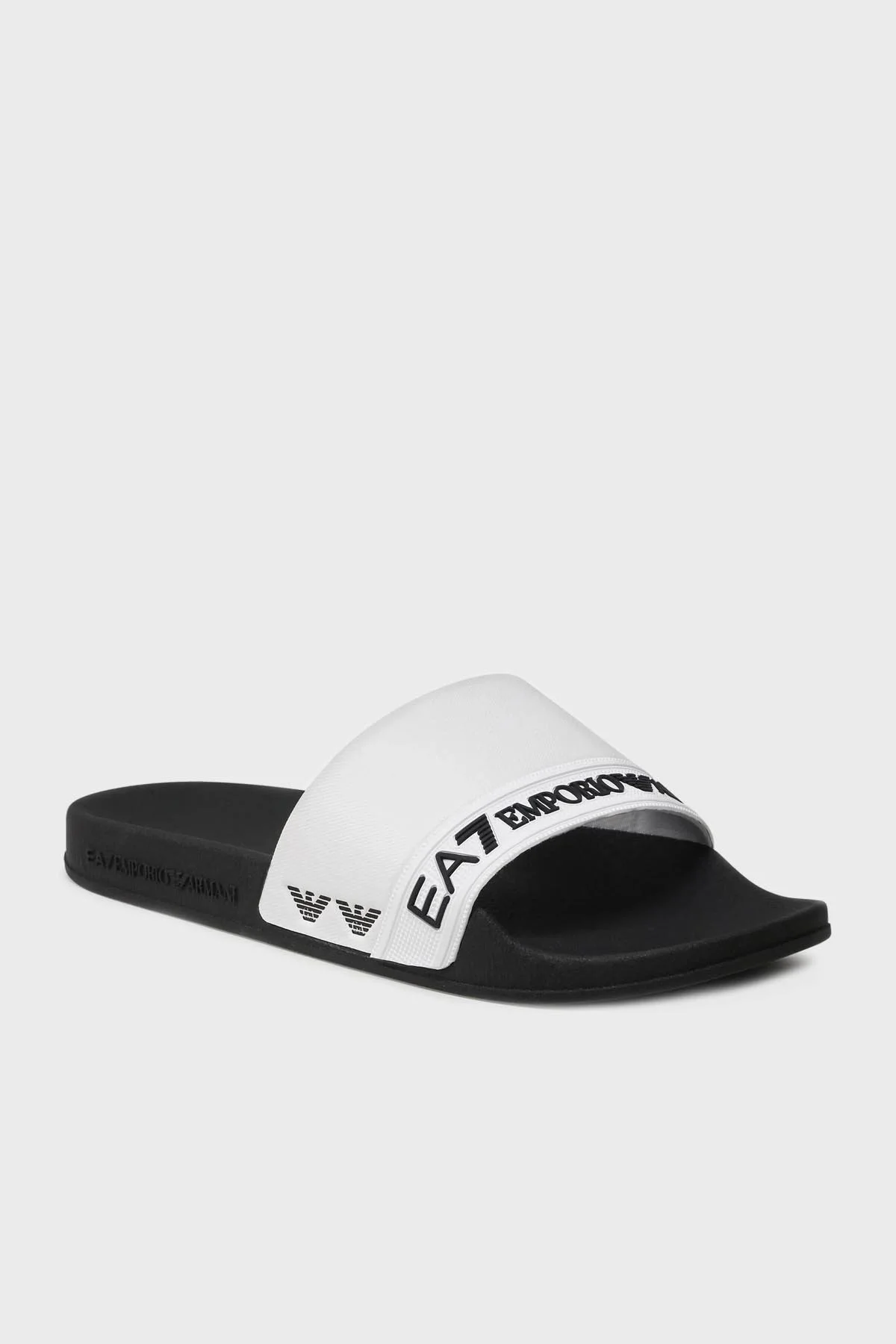 EA7 Logolu Düz Unisex Terlik XCP011 XK277 A120 SİYAH-BEYAZ - 2