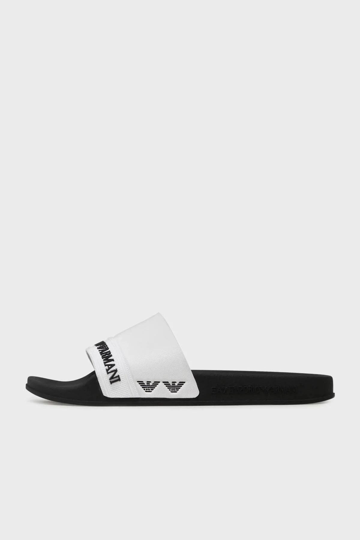 EA7 Logolu Düz Unisex Terlik XCP011 XK277 A120 SİYAH-BEYAZ - 4